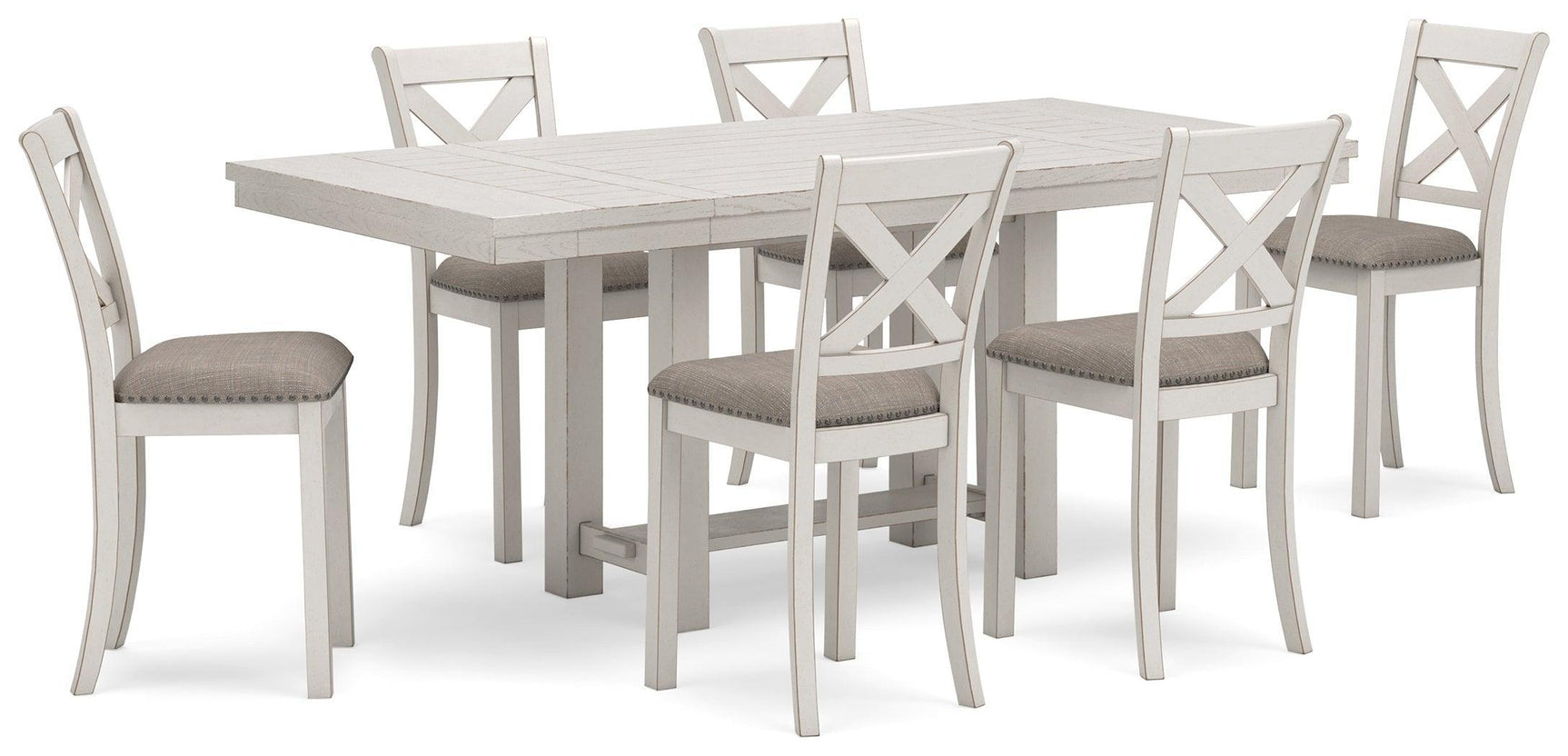 Robbinsdale Antique White Counter Height Dining Table And 6 Barstools - Ella Furniture