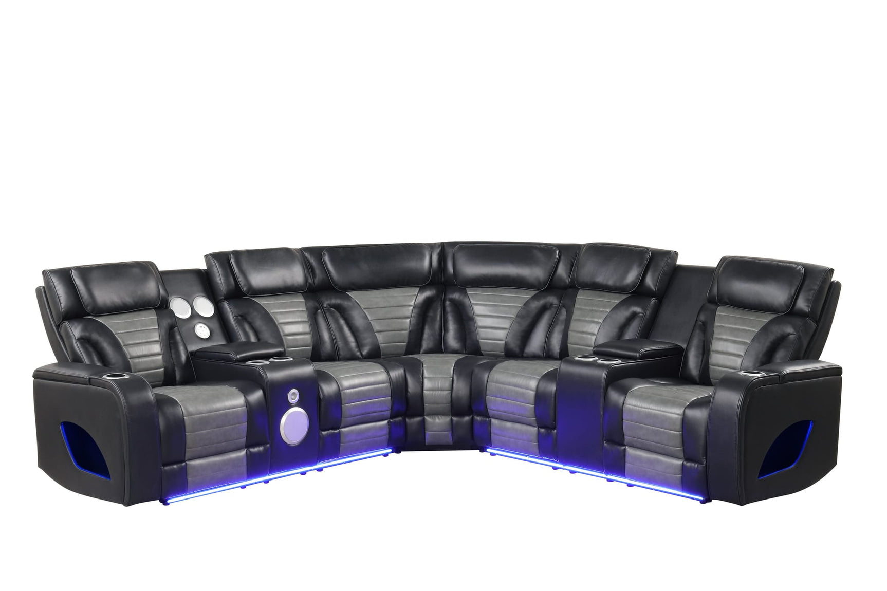 Robin Black Air Leather Power Reclining Sectional with Bluetooth and USB view 5