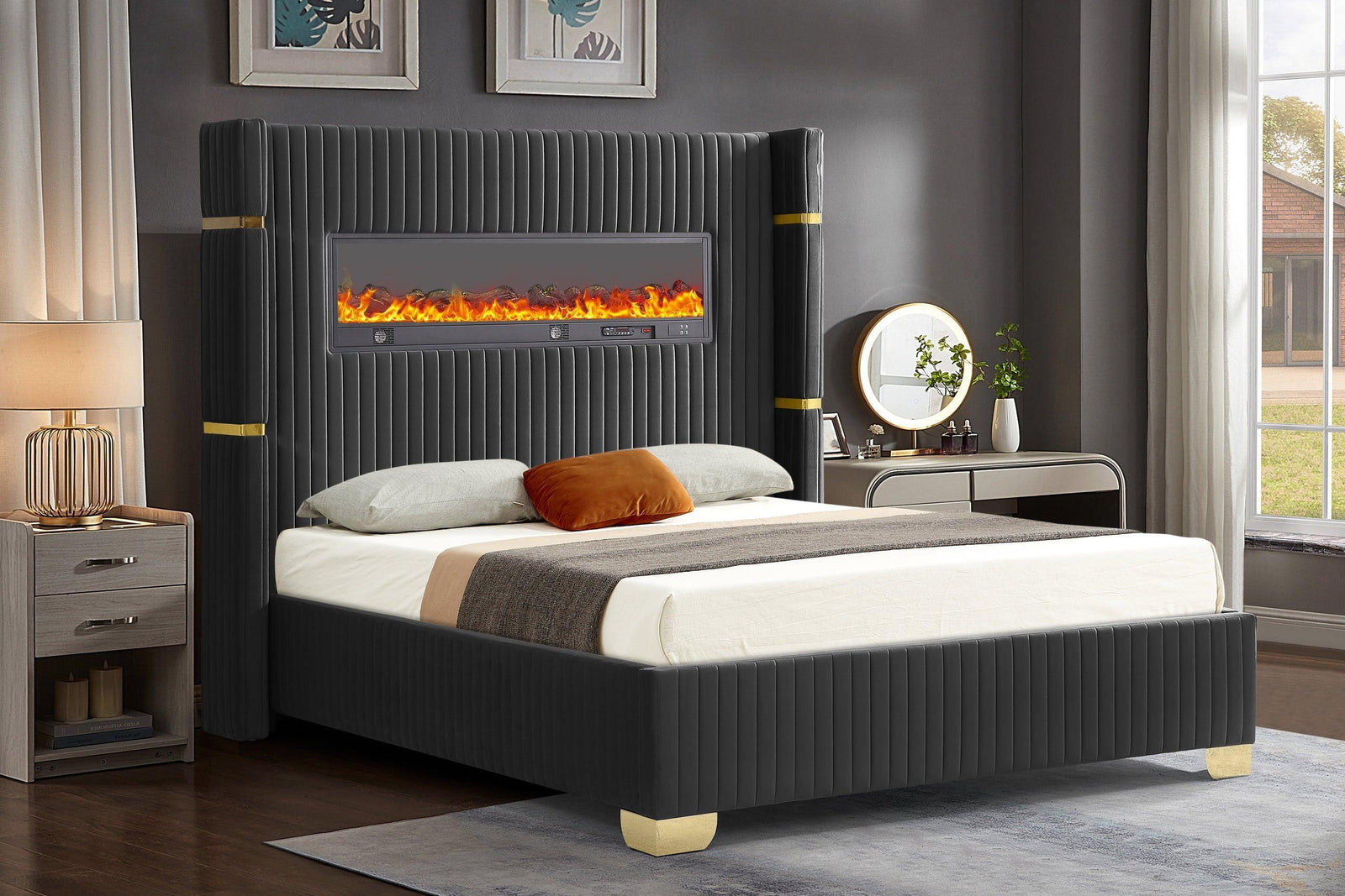 Romance Black Platform Queen Bed - Ella Furniture