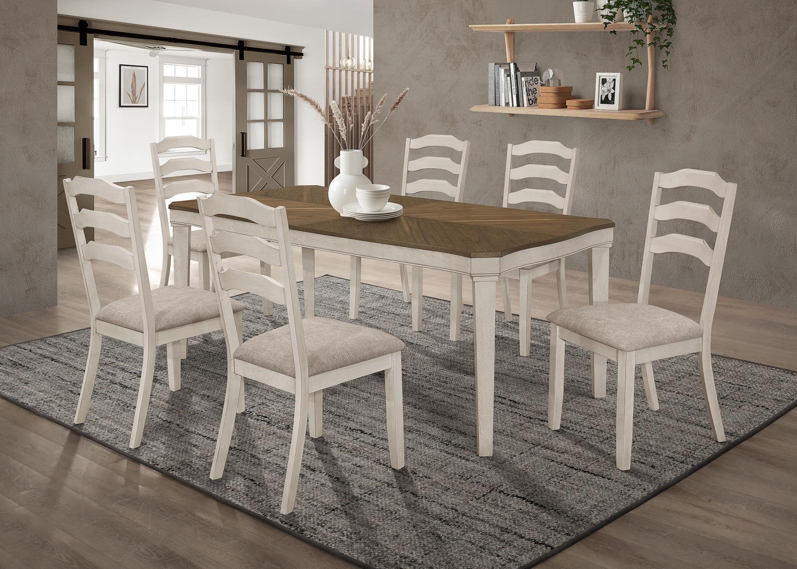 Ronnie Ladder Back Padded Seat Dining Side Chair Khaki And Rustic Cream (Set Of 2) 108052 - Ella Furniture
