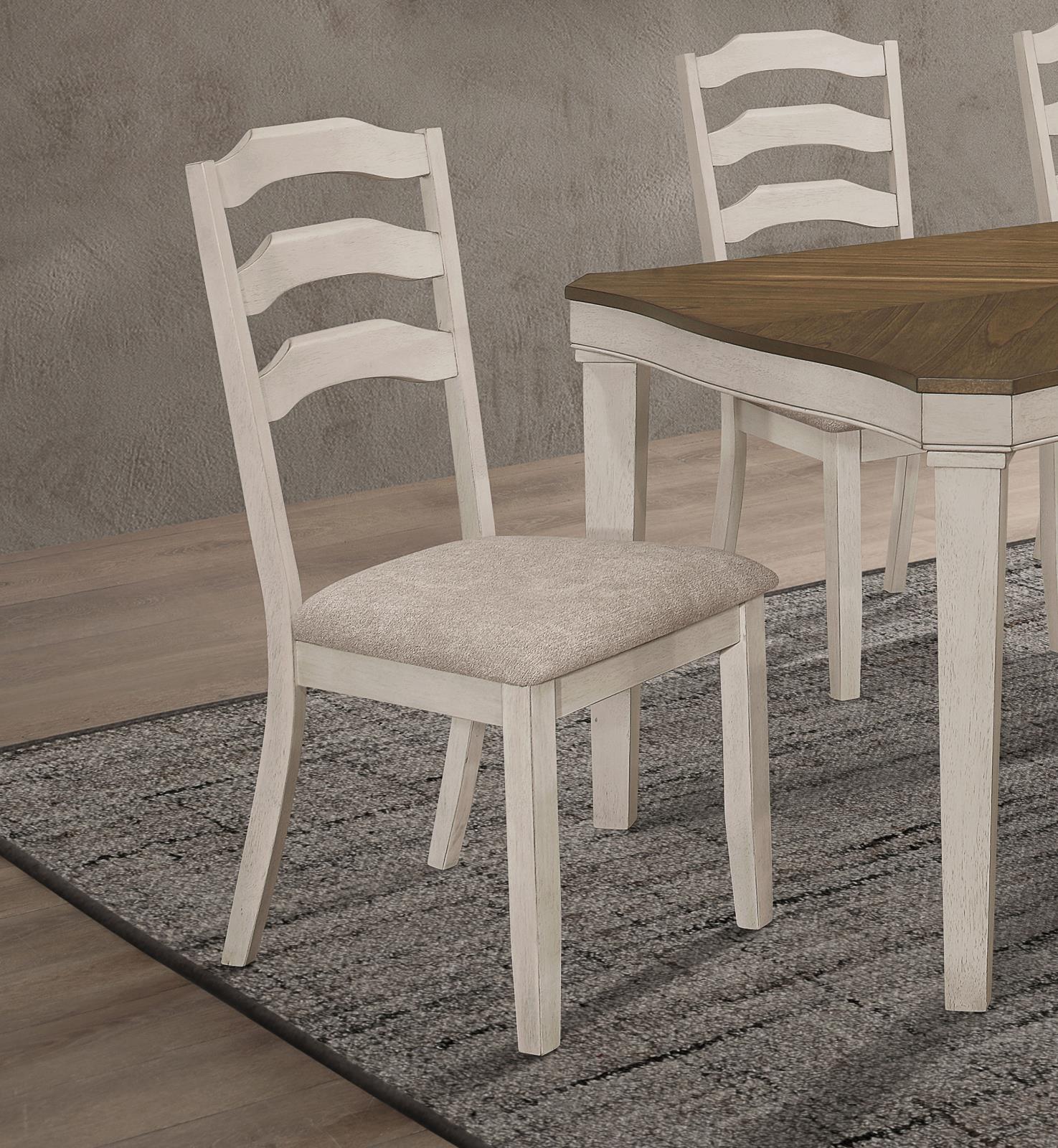 Ronnie Ladder Back Padded Seat Dining Side Chair Khaki And Rustic Cream (Set Of 2) 108052 - Ella Furniture