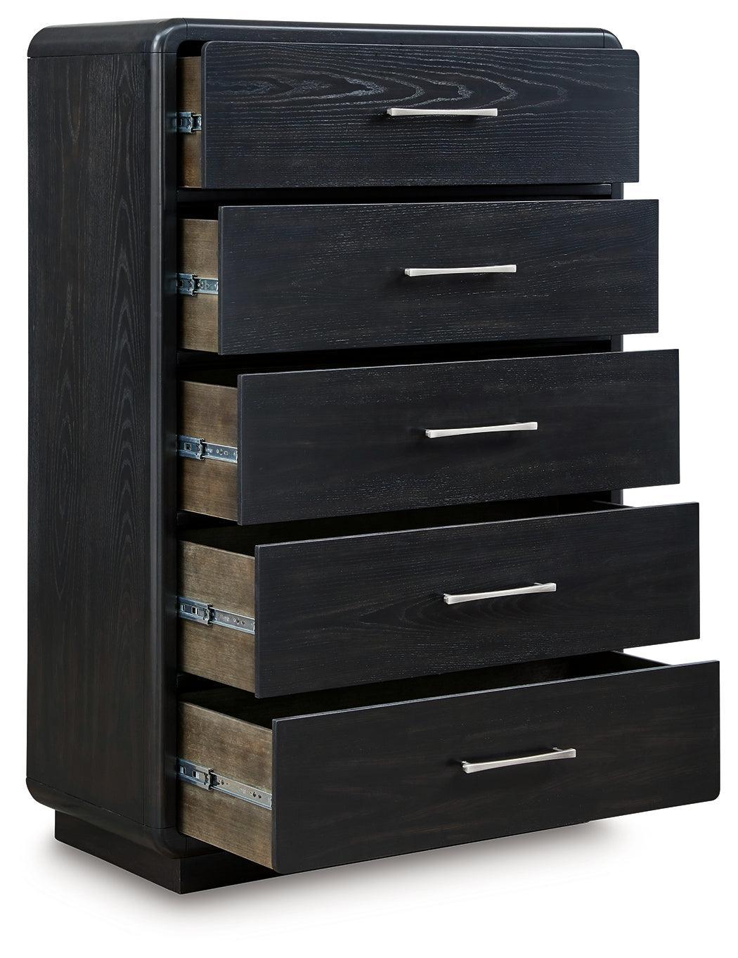 Rowanbeck Black Chest of Drawers - Ella Furniture