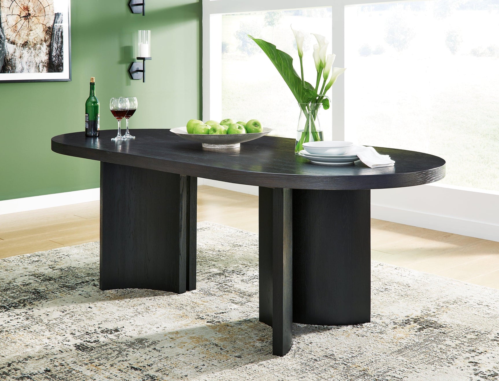 Rowanbeck Black Dining Table - Ella Furniture