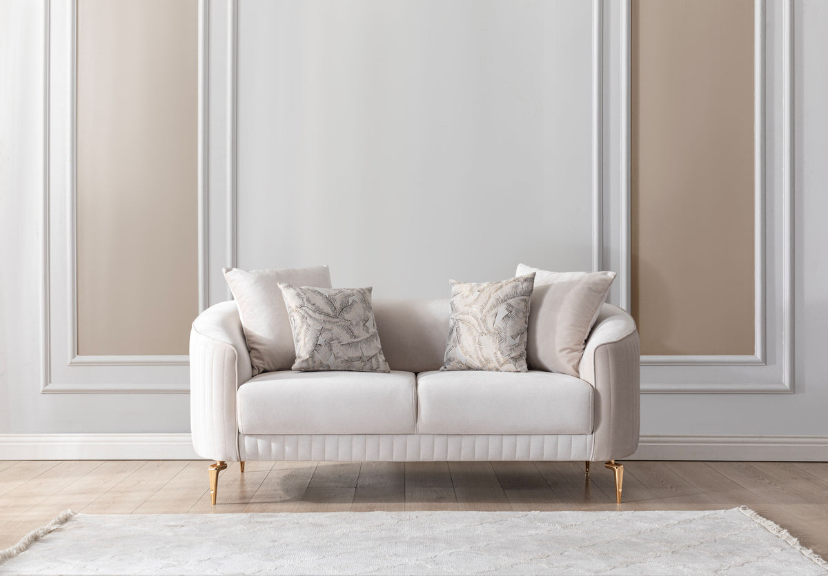 Linda Ivory Velvet Sofa 91" & Loveseat 71"