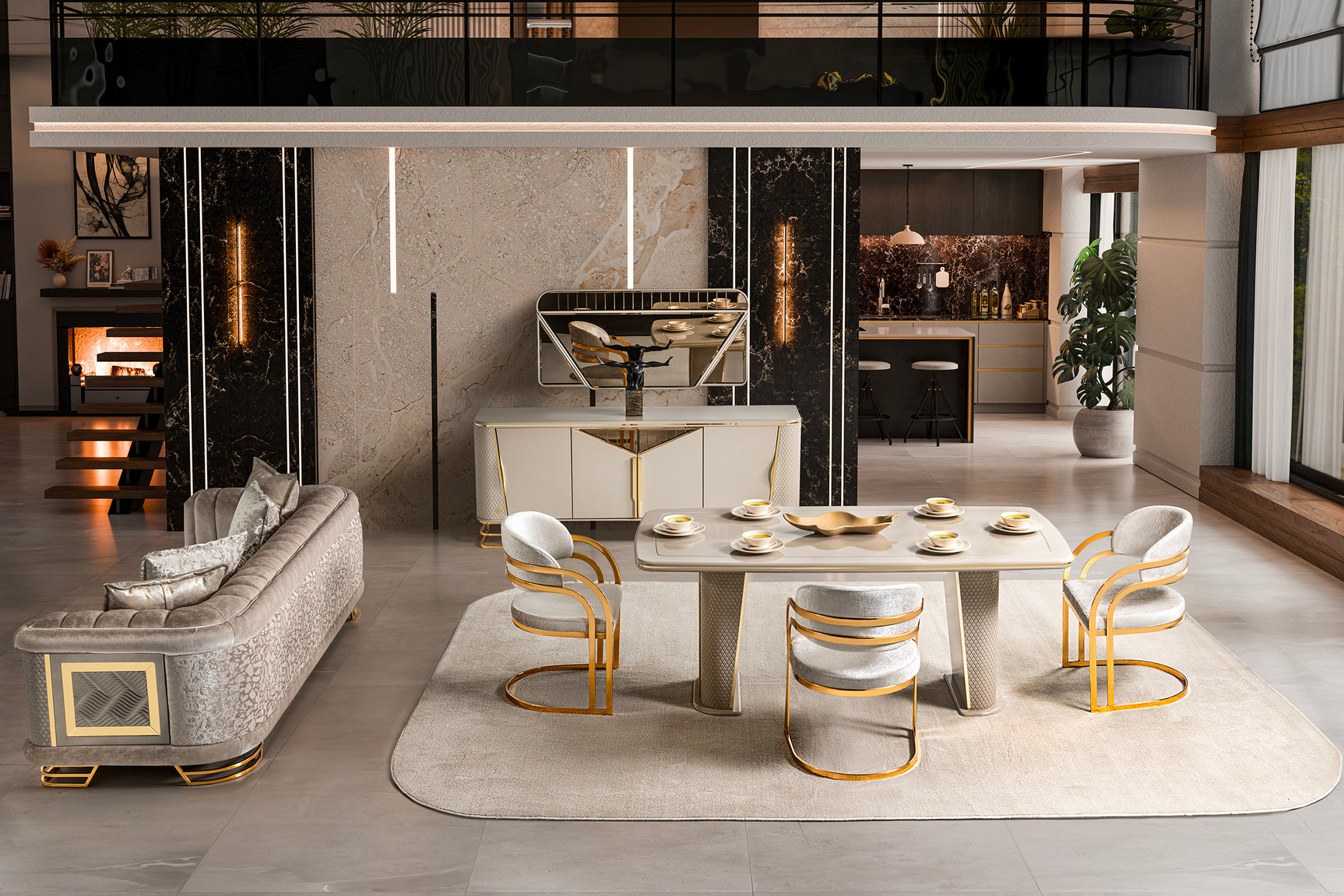 Romance Gold Dining Room Set