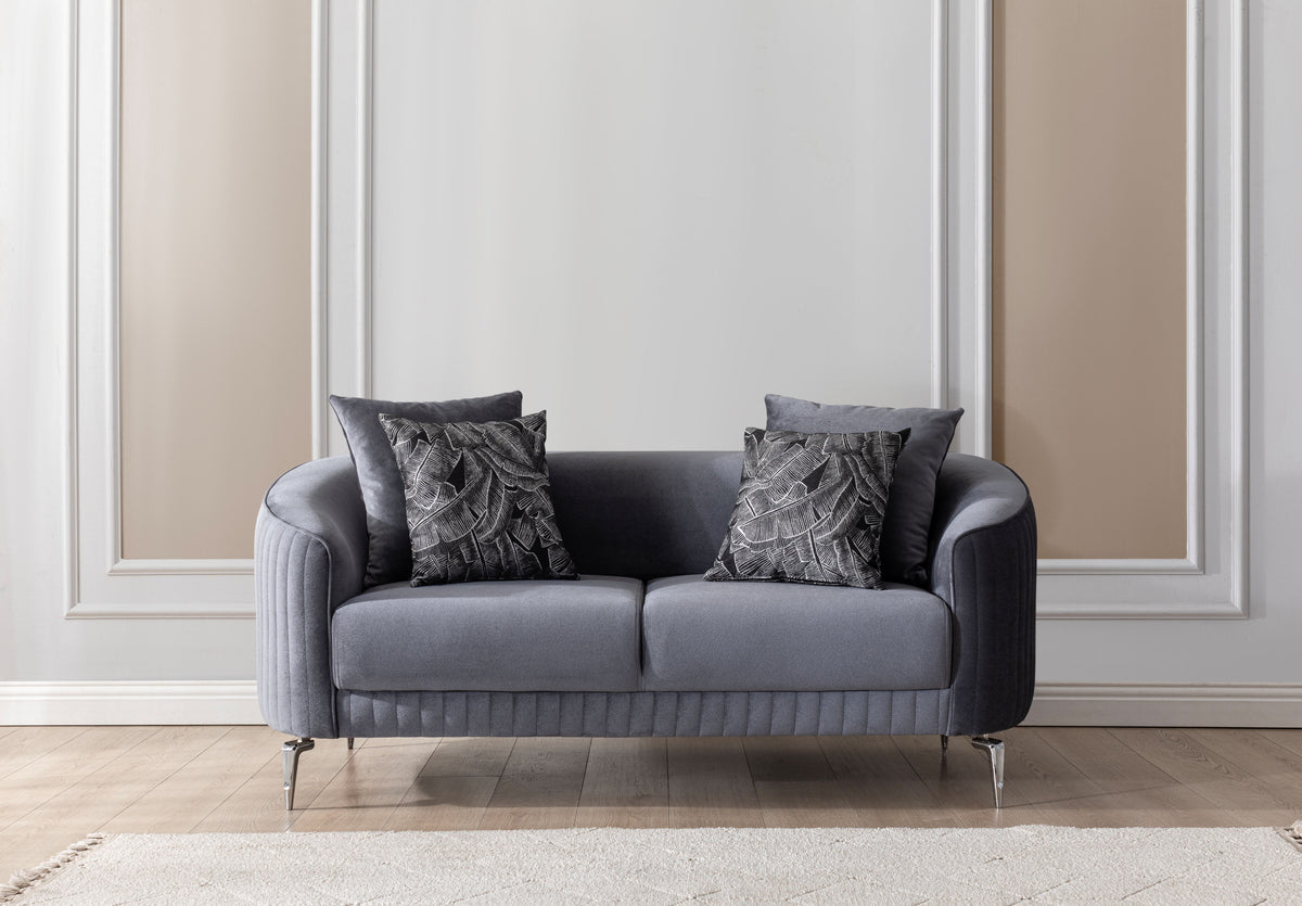 Linda Gray Velvet Sofa 91" & Loveseat 71"