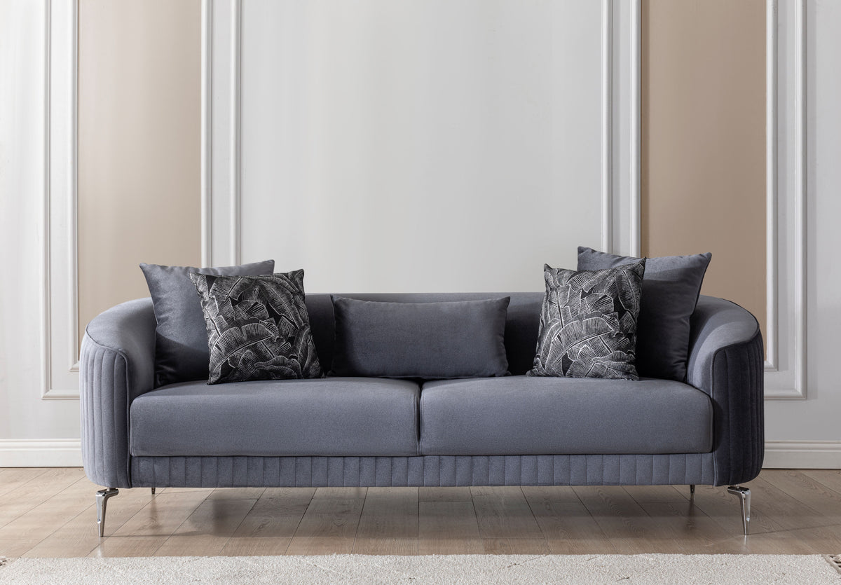 Linda Gray Velvet Sofa 91" & Loveseat 71"