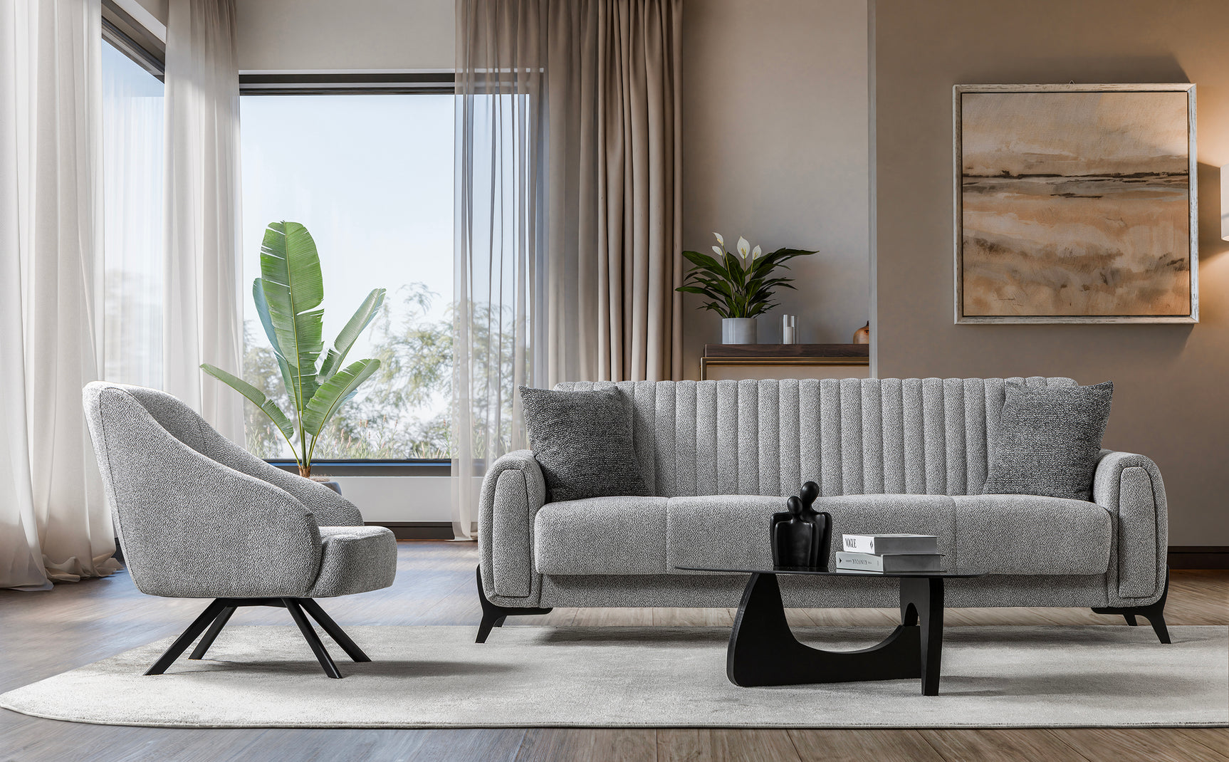 Palermo Light Gray Living Room Set
