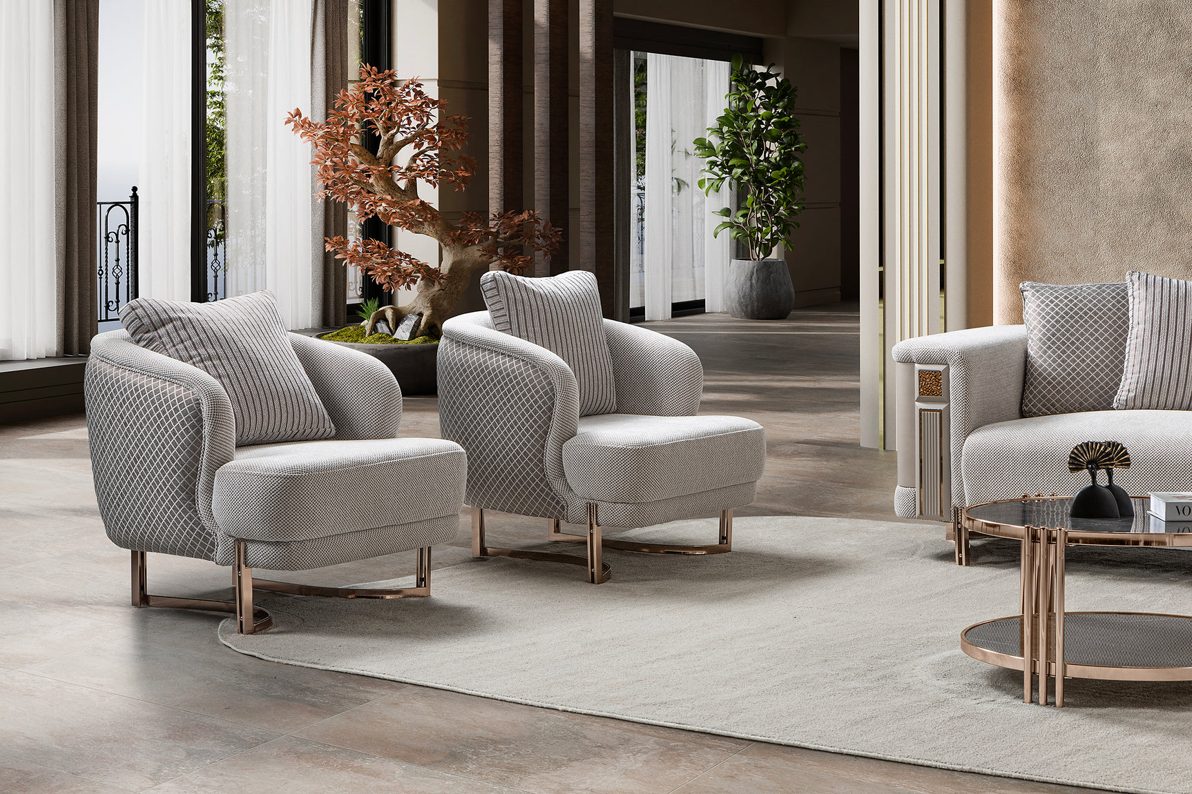 Mirage Beige Living Room Set