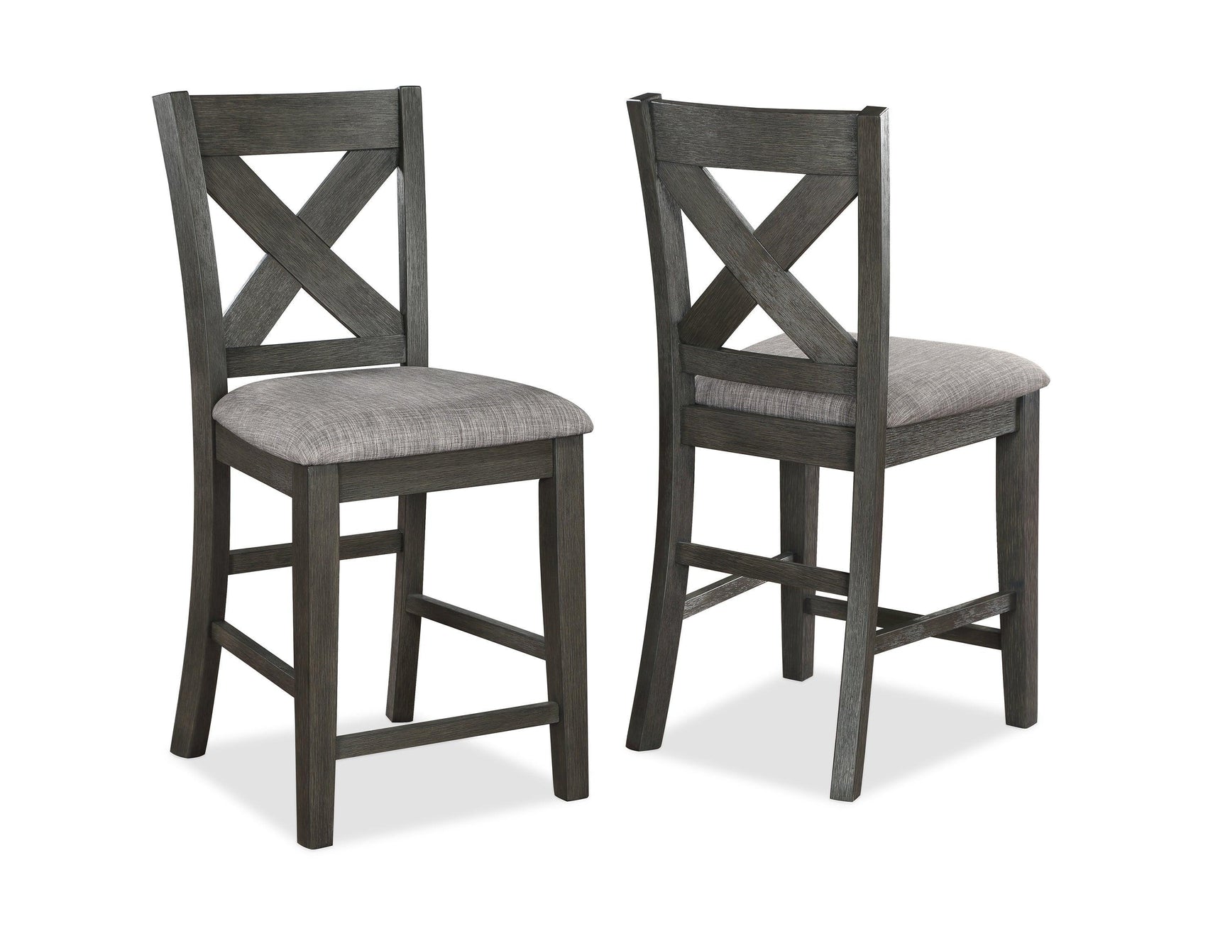 Rufus Gray Wood Fabric Seat Rectangular Counter Height Dining Room Set - Ella Furniture
