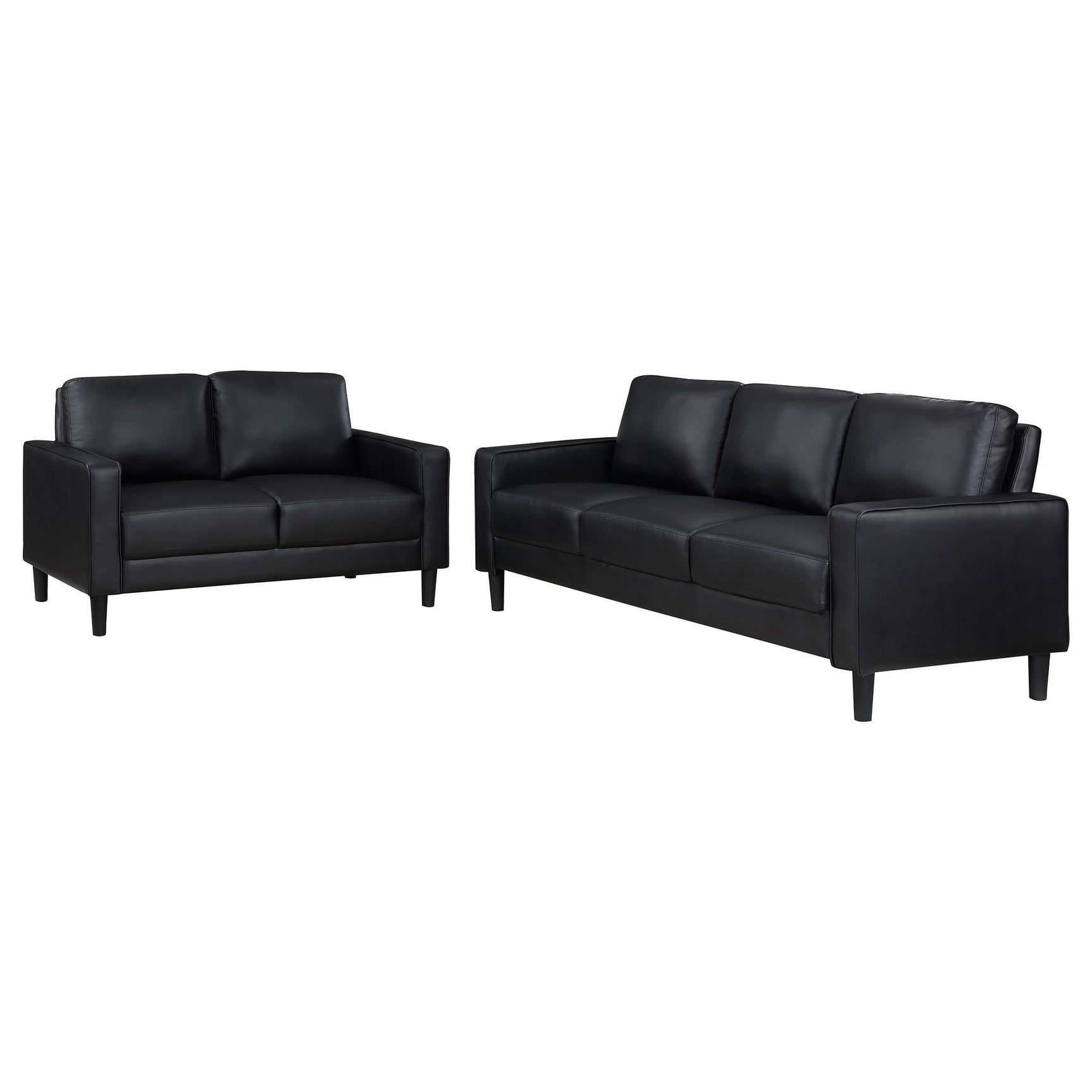 Ruth 2-piece Upholstered Track Arm Sofa Set Black 508361-S2 - Ella Furniture