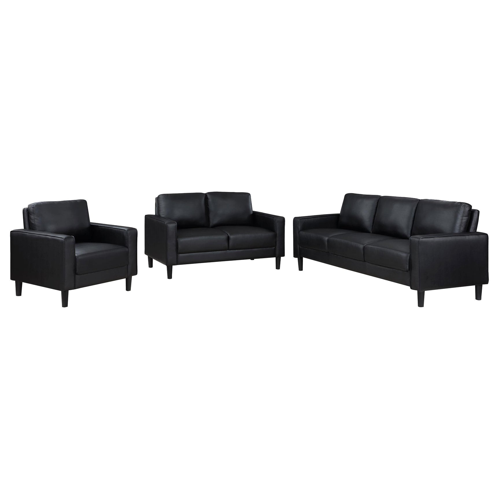 Ruth 3-piece Upholstered Track Arm Sofa Set Black 508361-S3 - Ella Furniture