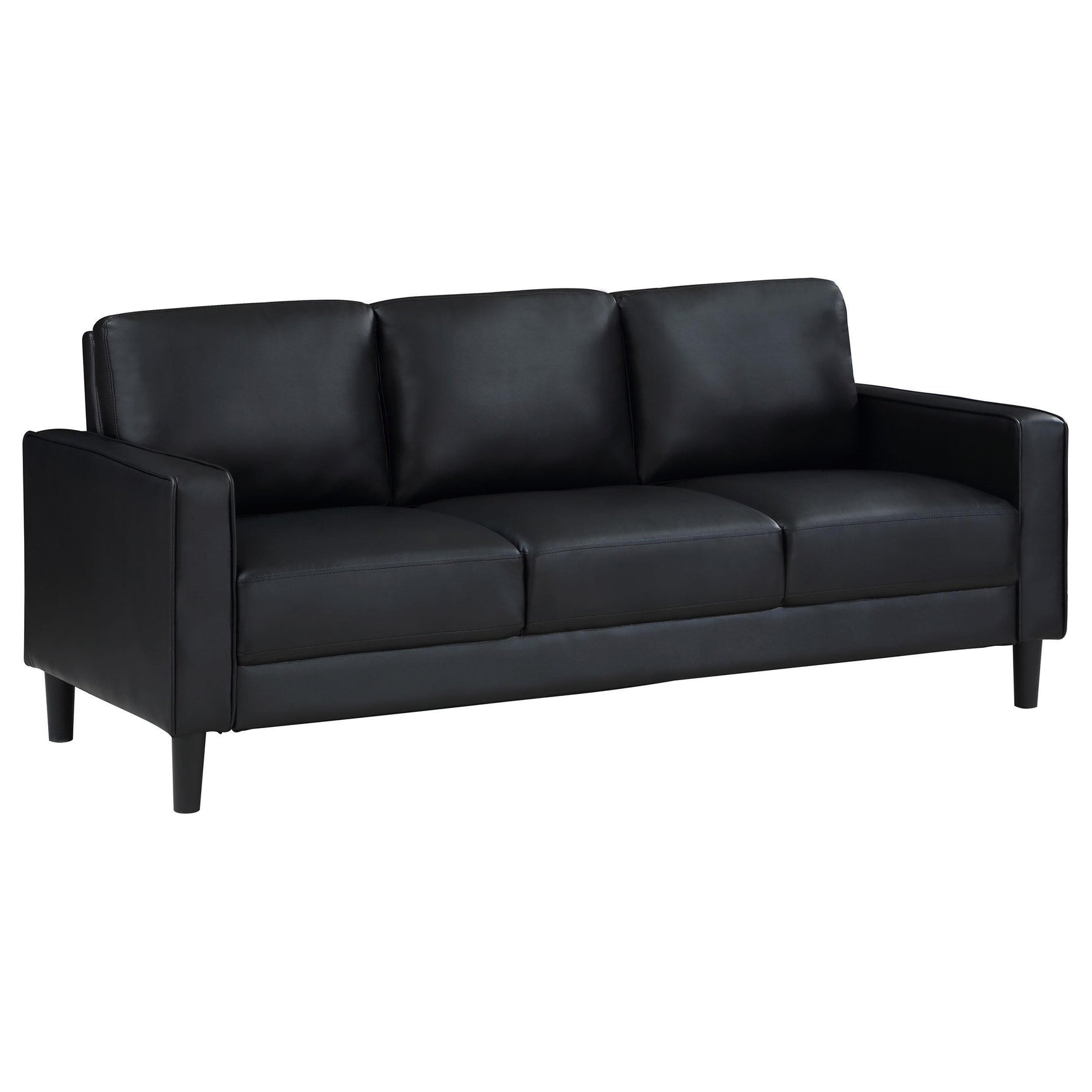 Ruth 3-piece Upholstered Track Arm Sofa Set Black 508361-S3 - Ella Furniture
