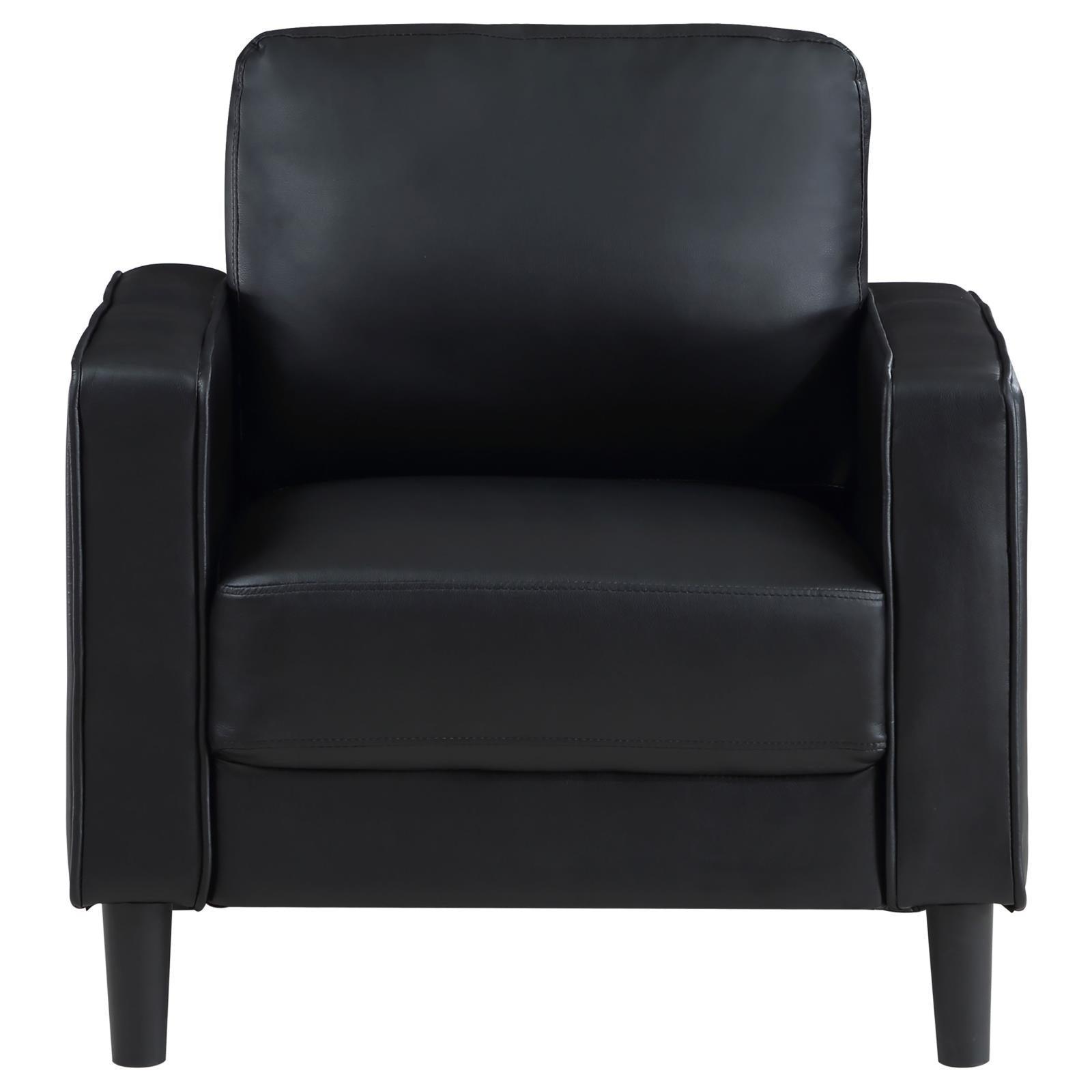 Ruth Upholstered Track Arm Faux Leather Accent Chair Black 508363 - Ella Furniture