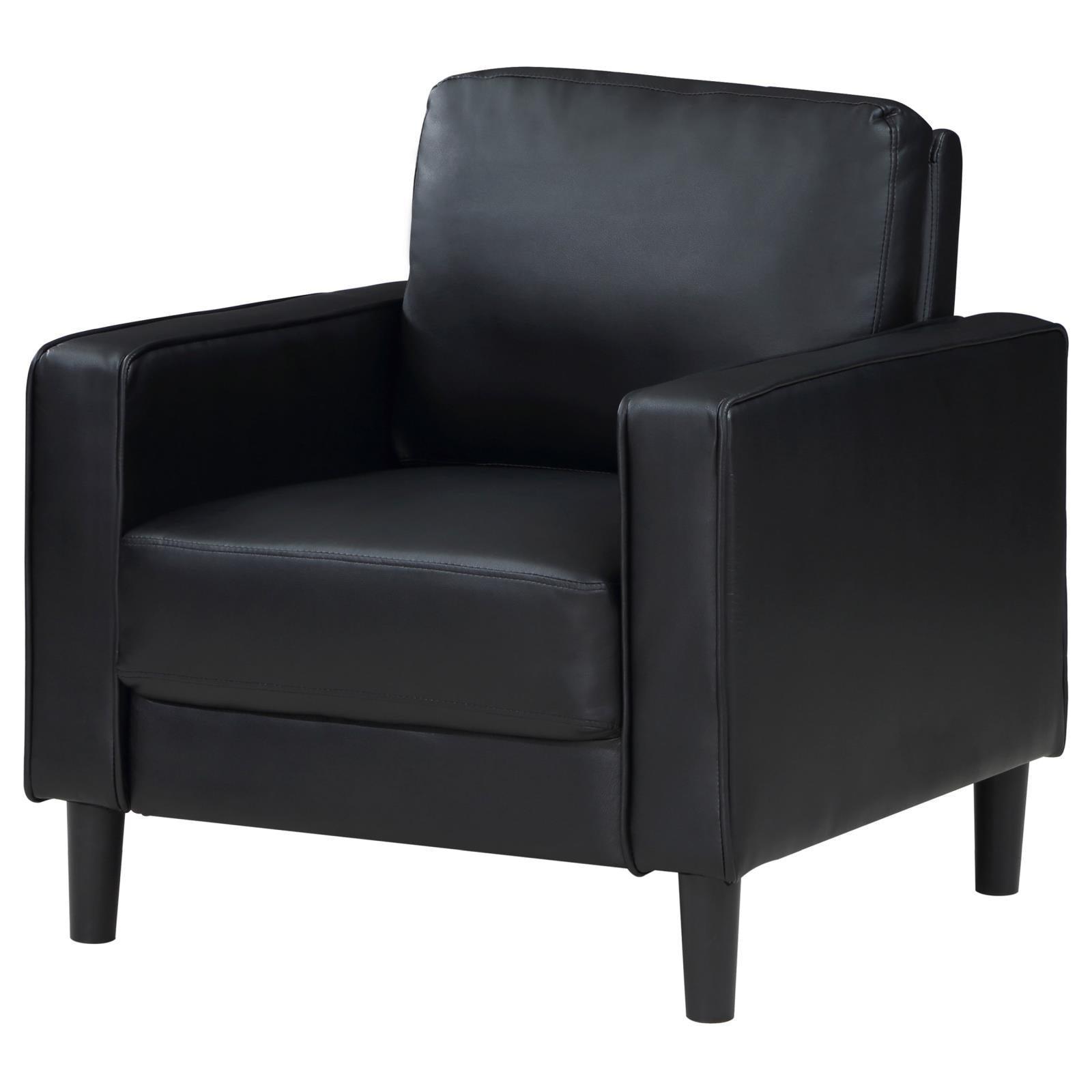 Ruth Upholstered Track Arm Faux Leather Accent Chair Black 508363 - Ella Furniture