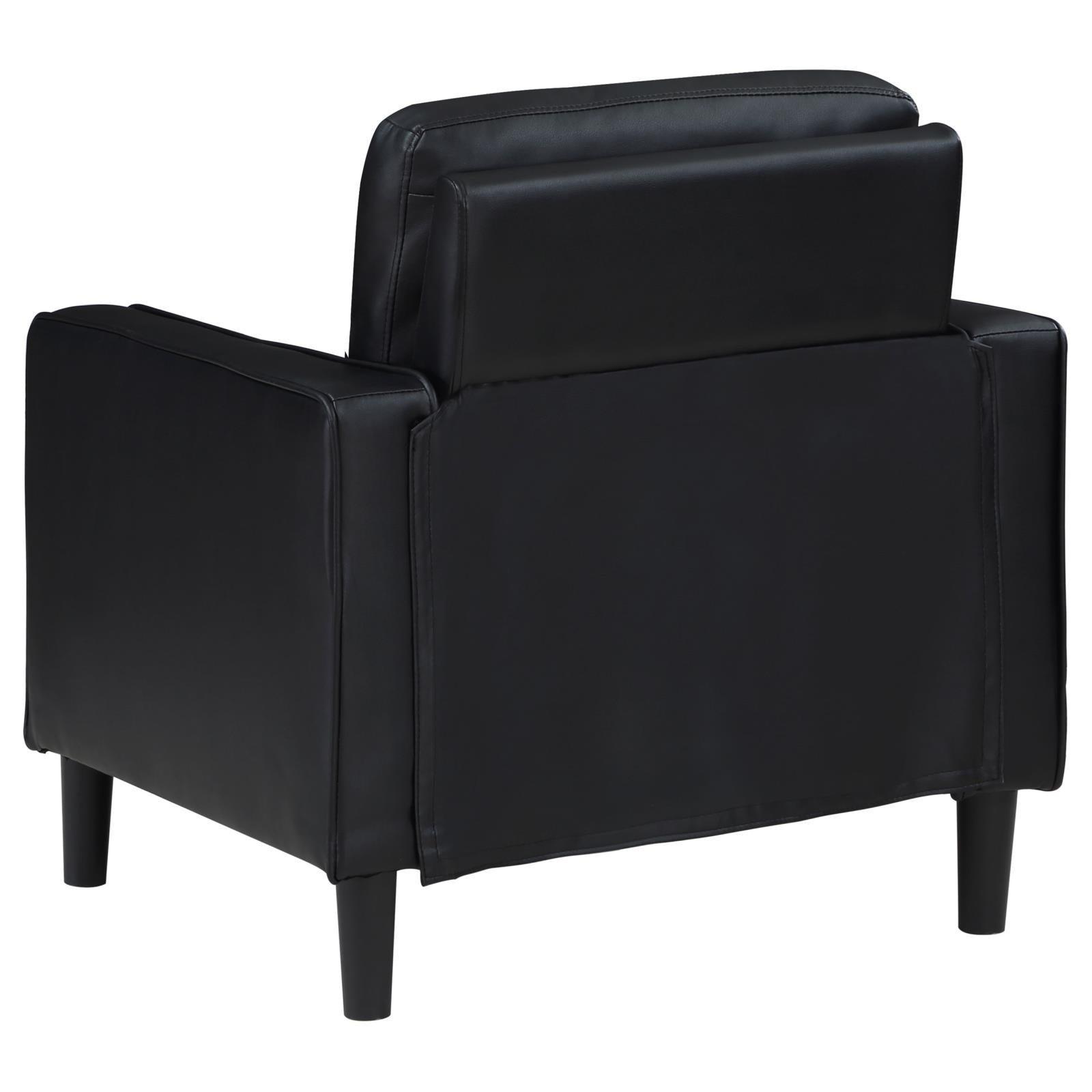 Ruth Upholstered Track Arm Faux Leather Accent Chair Black 508363 - Ella Furniture