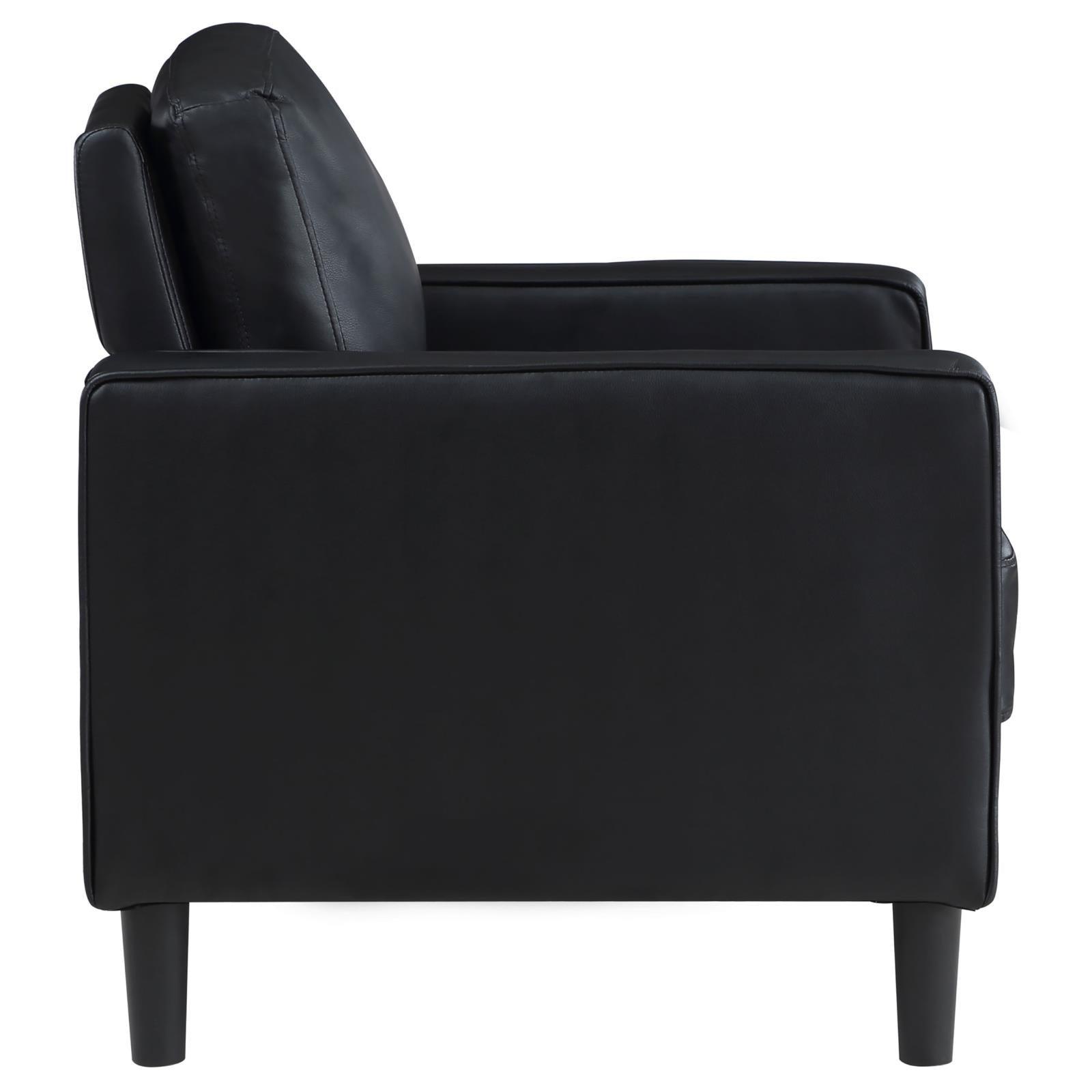 Ruth Upholstered Track Arm Faux Leather Accent Chair Black 508363 - Ella Furniture