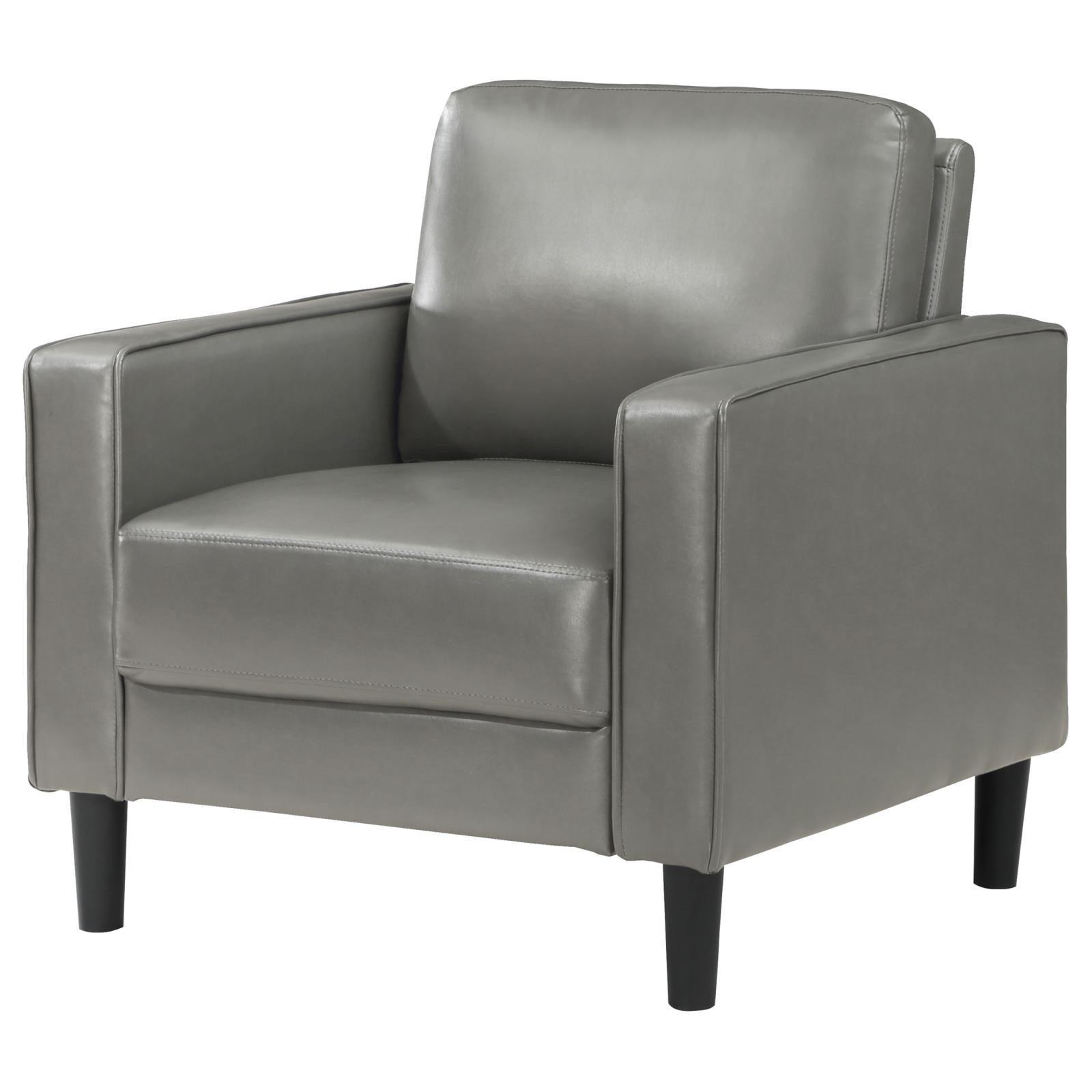 Ruth Upholstered Track Arm Faux Leather Accent Chair Grey 508367 - Ella Furniture