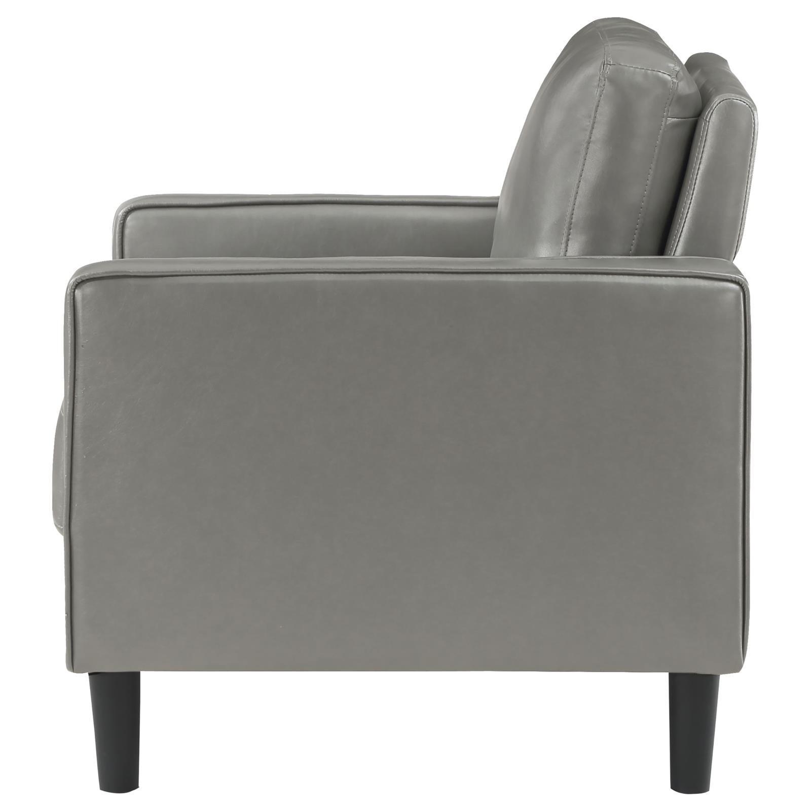 Ruth Upholstered Track Arm Faux Leather Accent Chair Grey 508367 - Ella Furniture