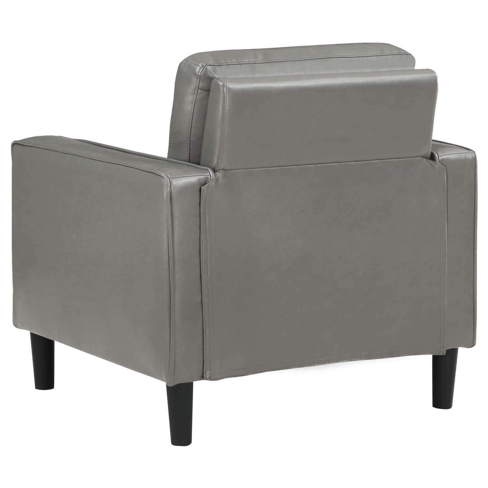 Ruth Upholstered Track Arm Faux Leather Accent Chair Grey 508367 - Ella Furniture
