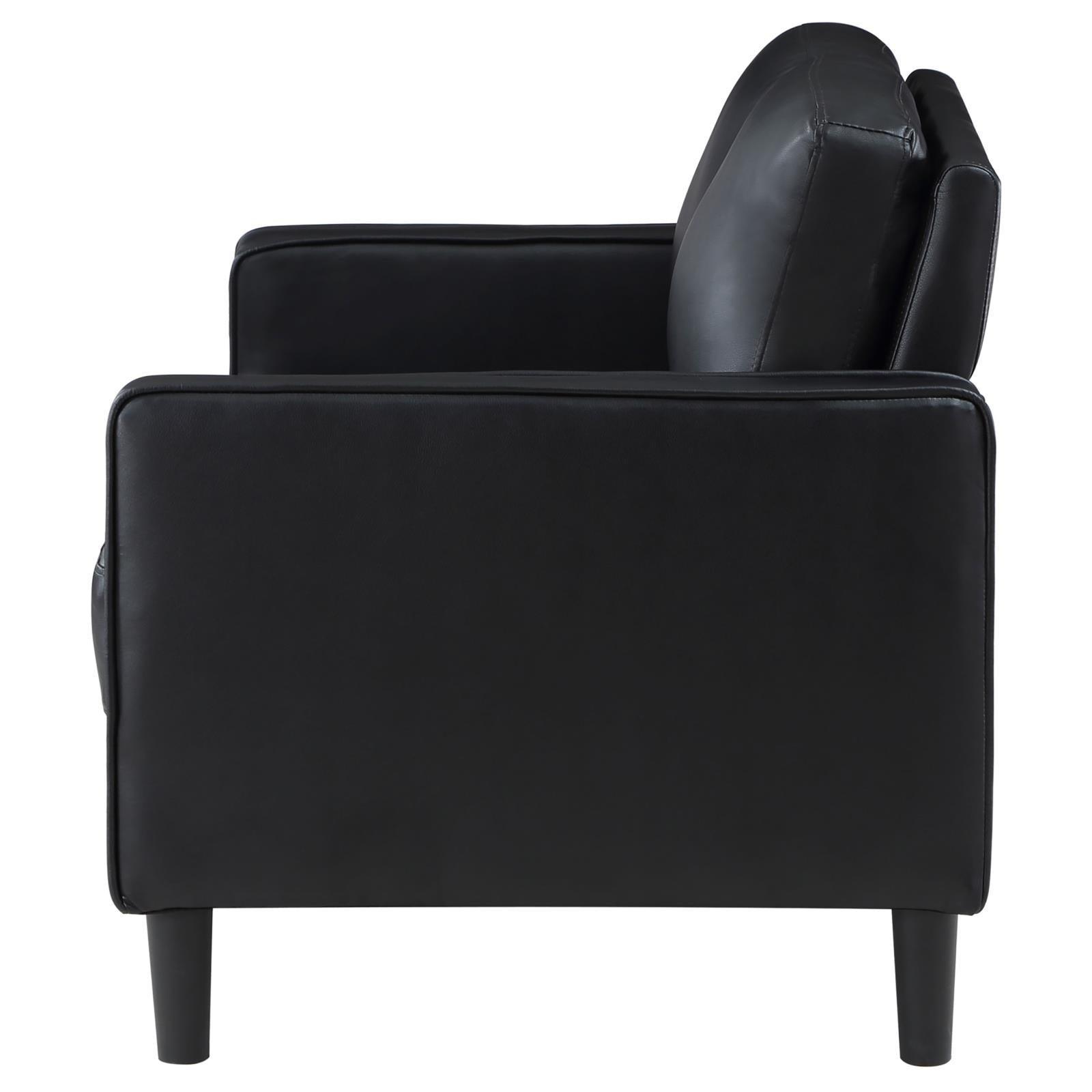 Ruth Upholstered Track Arm Faux Leather Loveseat Black 508362 - Ella Furniture