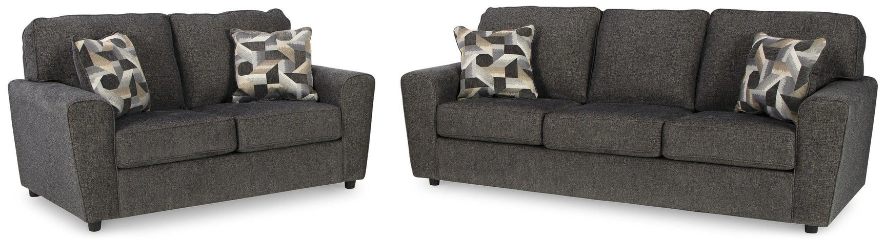 Ashley Slate Modern Contemporary Solid Wood Thick Fabric Upholstered Sofa & Loveseat - Ella Furniture