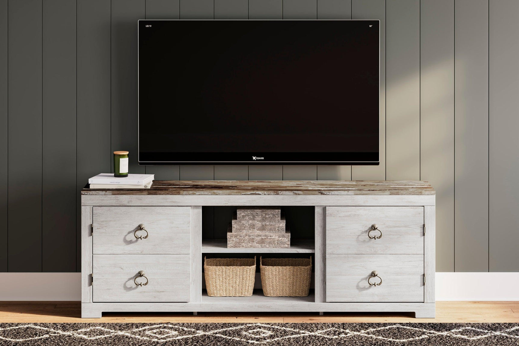 W267-168 TV Stand 72"L or TV Stand w Fireplace