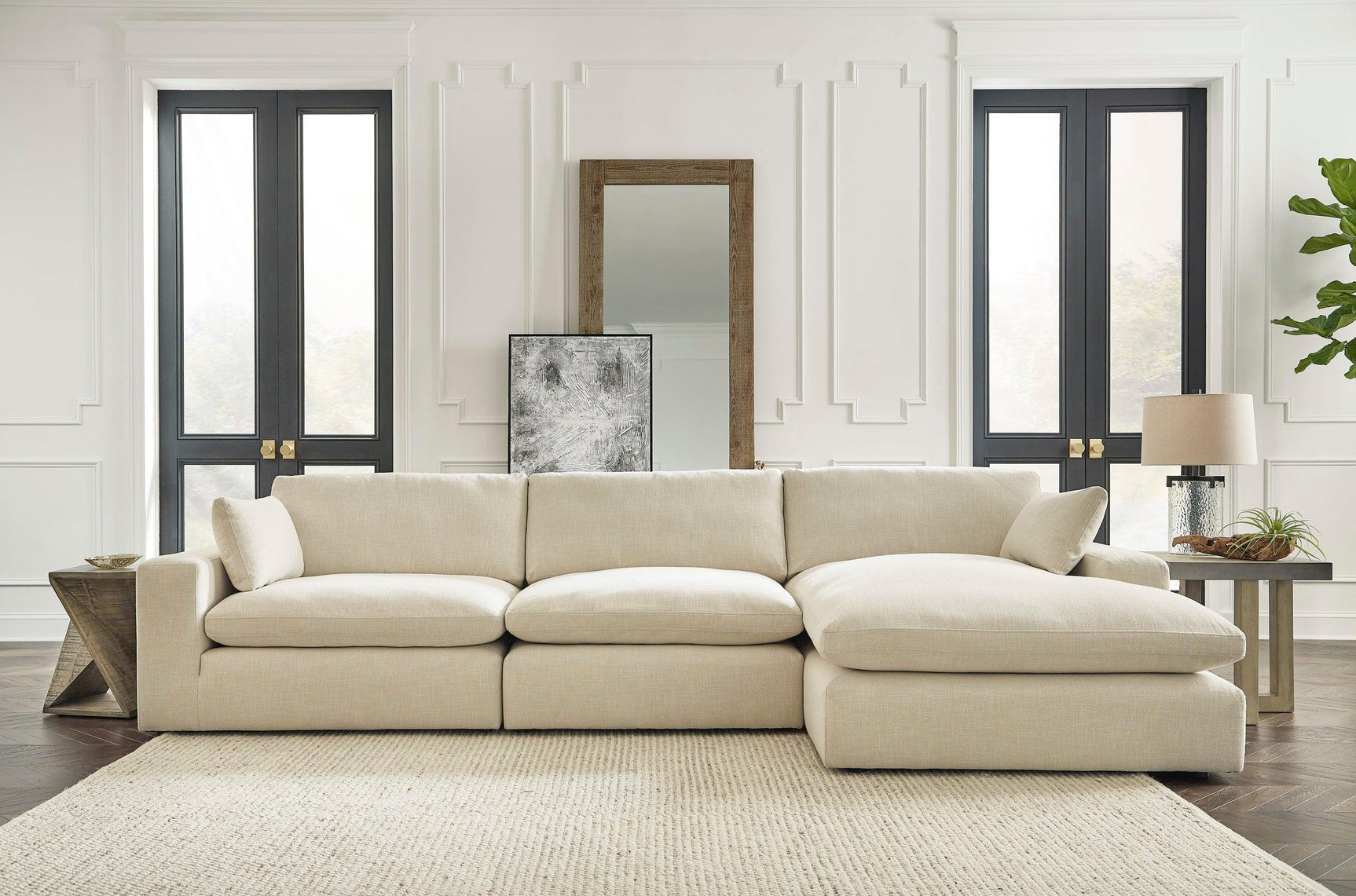 Linen Modern Contemporary Solid Wood Feather Fiber Blend High Quality Oversized Sectional - Ella Furniture