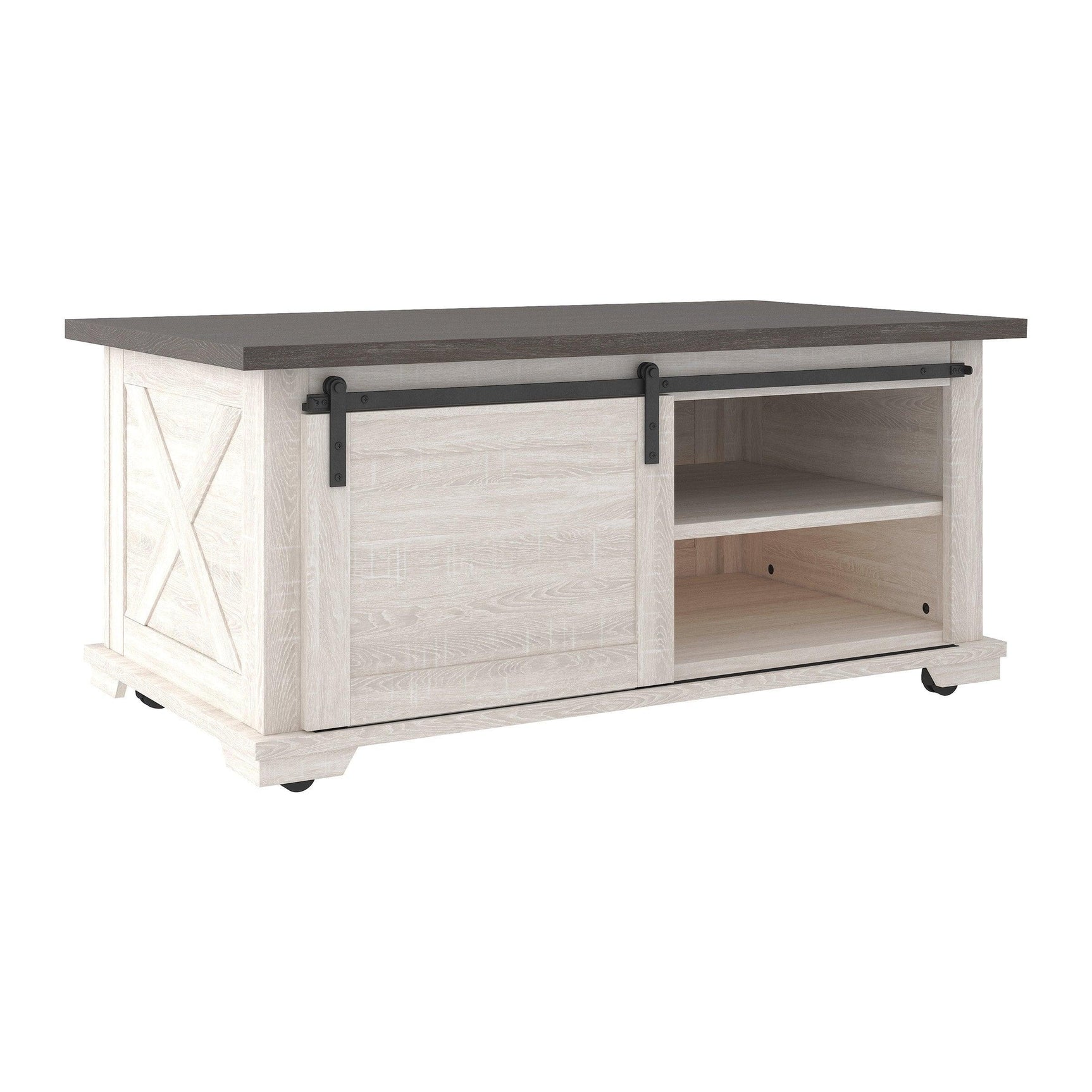 Two Tone Gray/Antique White Contemporary Lift Top Storage Rectangular Cocktail Table - Ella Furniture