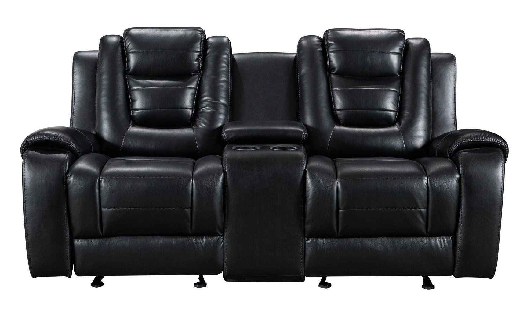 Jordan Black Faux Leather 3-Piece Reclining Set