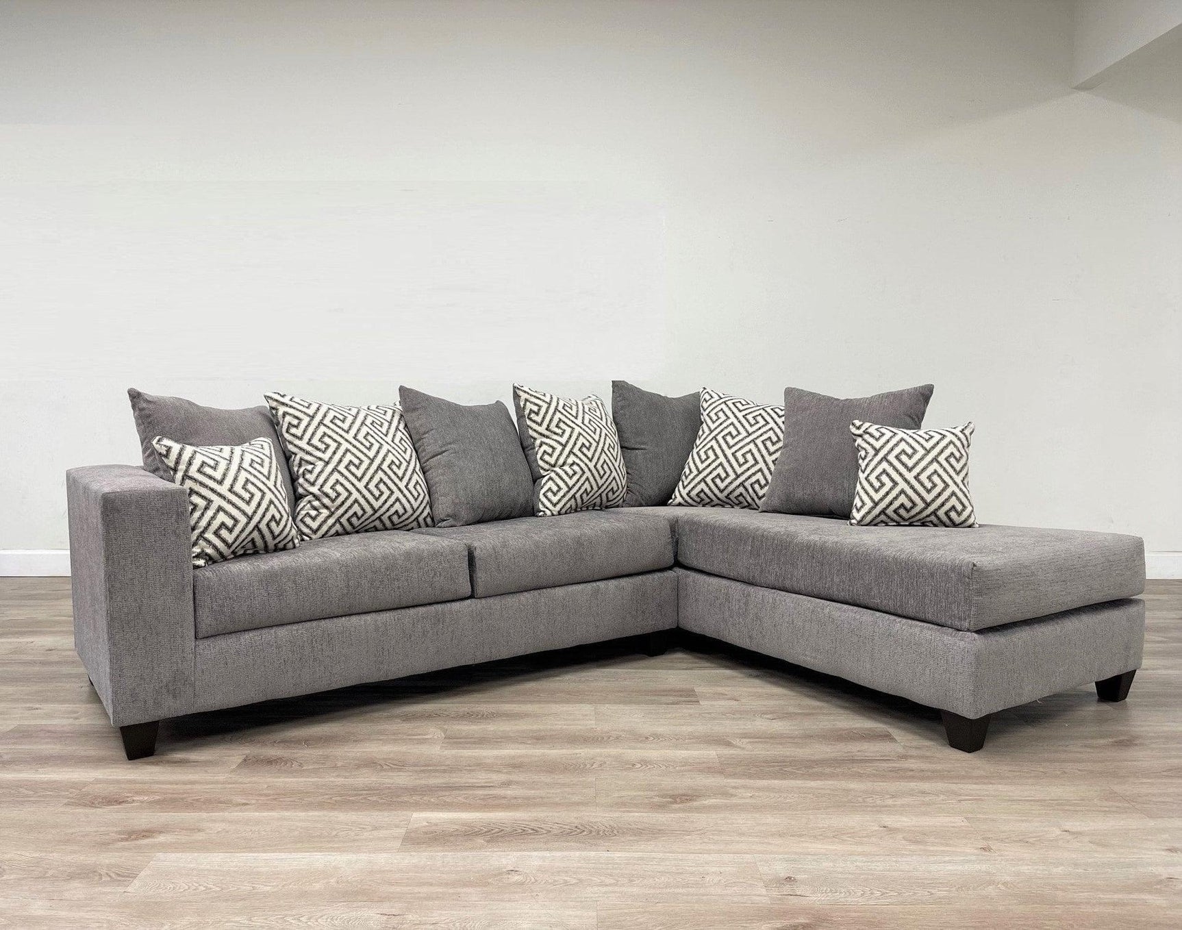 Hollywood Smoke Modern Contemporary Solid Wood Thick Fabric Chenille Upholstered Sectional - Ella Furniture