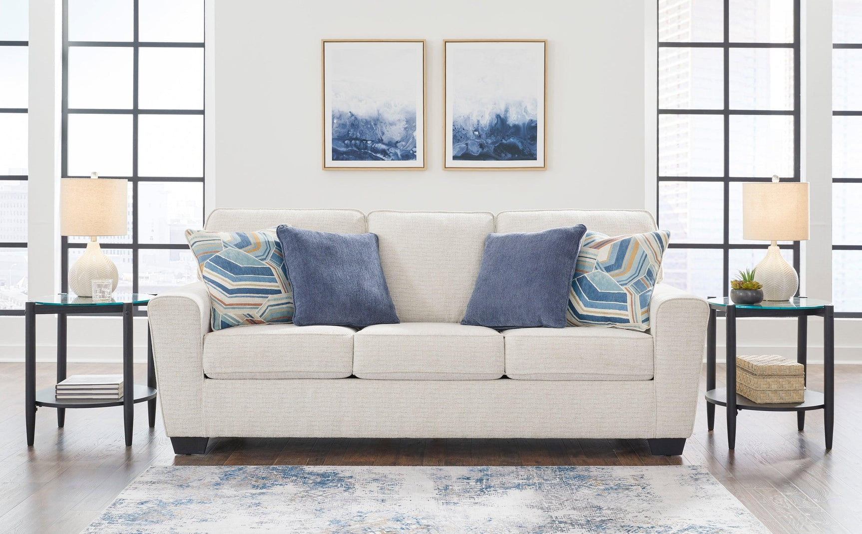 Ashley Snow Modern Contemporary Solid Wood Fabric Upholstered Sofa & Loveseat - Ella Furniture