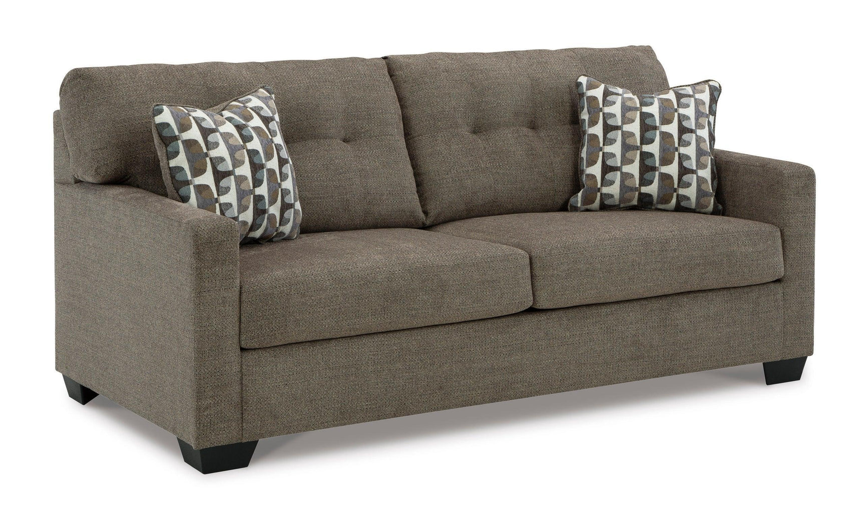 Chocolate Modern Contemporary Faux Wood Fabric Upholstered Tufted Full Sofa Sleeper - Ella Furniture