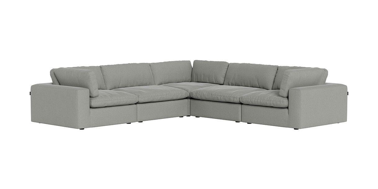 Xl Cloud Gray Sectional + Ottoman Set - Ella Furniture