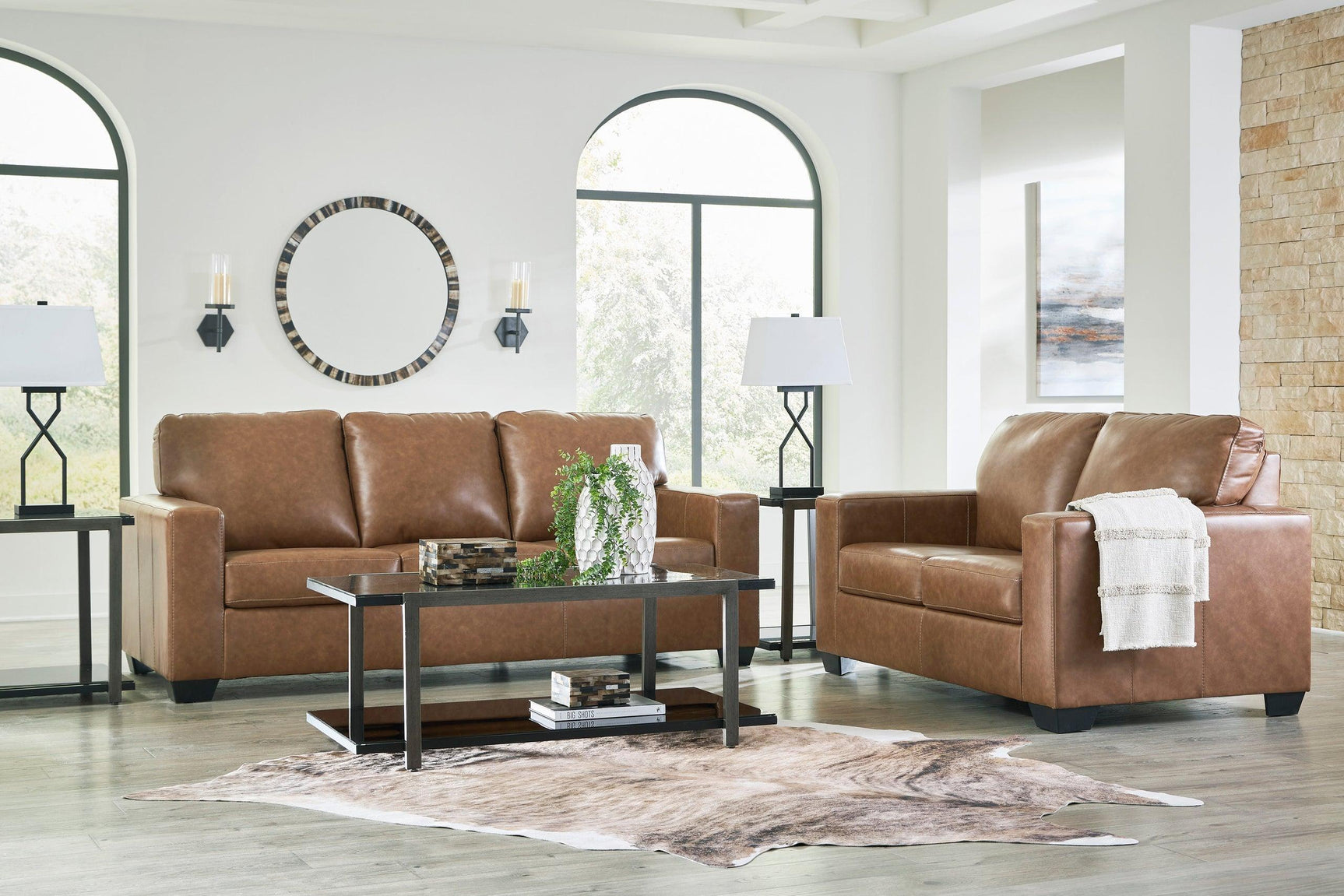 Ashley 556-03 Leather Sofa & Loveseat - Ella Furniture