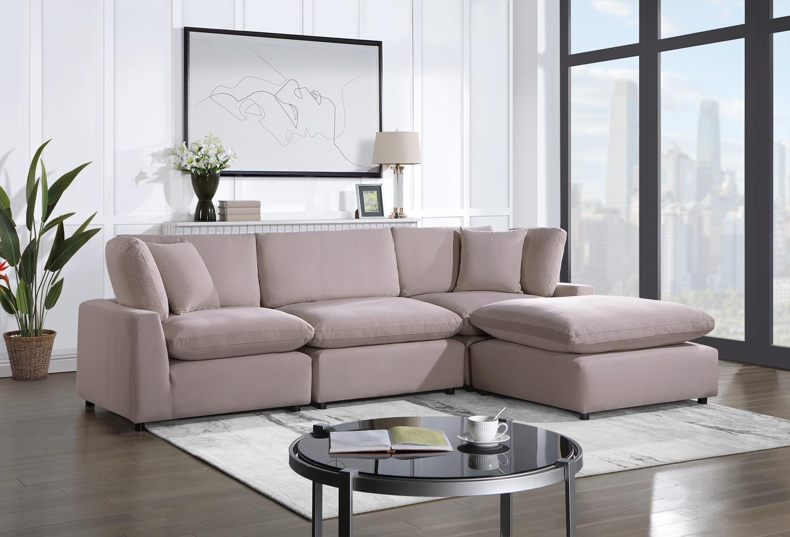 Sky Rose Velvet Modular Sectional - Ella Furniture