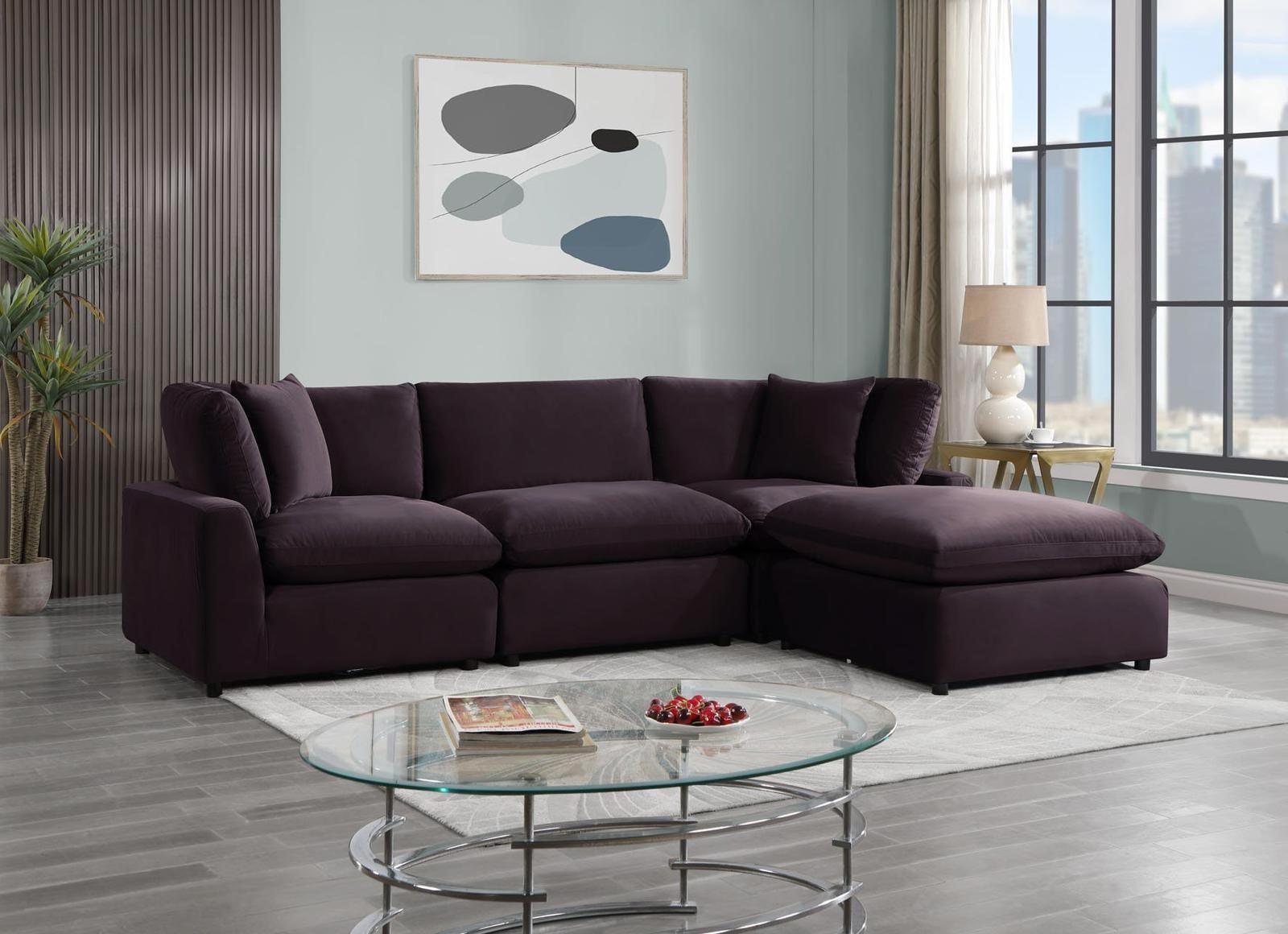 Sky Plum Velvet Modular Sectional - Ella Furniture
