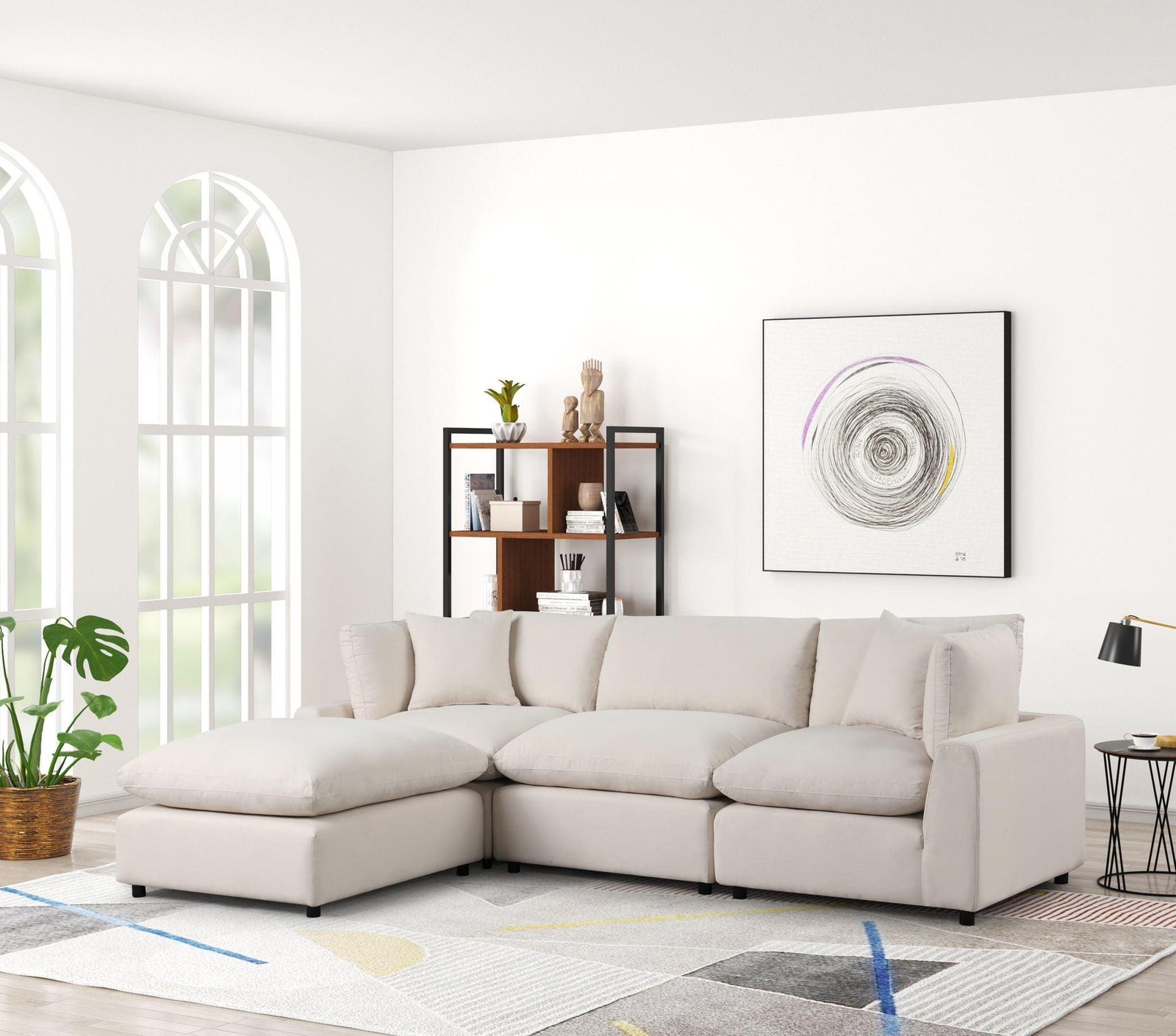 Sky Sand Linen Modular Sectional - Ella Furniture