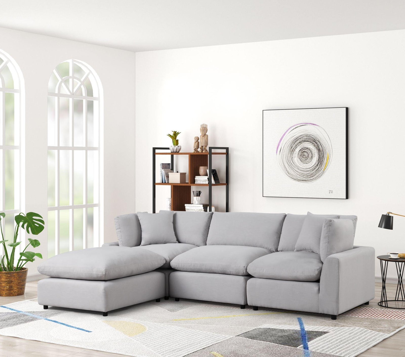 Sky Gray Linen Modular Sectional - Ella Furniture