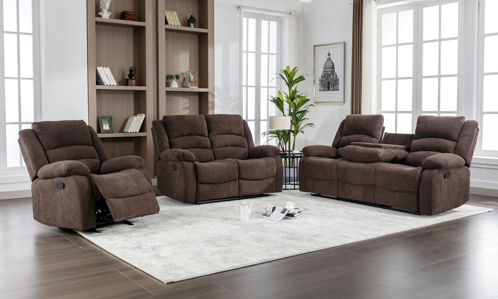 Dynamo2-chocolate 3Pc Reclining Set - Ella Furniture
