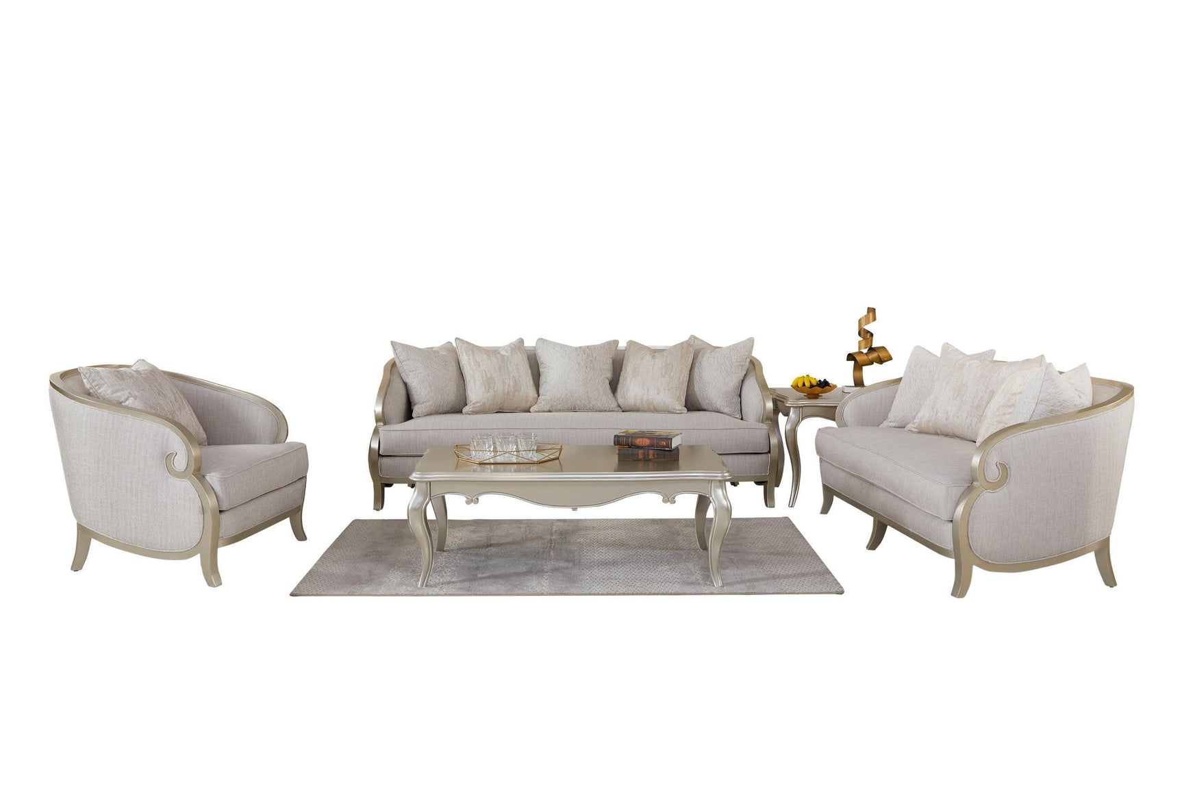Alexandra Beige Fabric Upholstered 3-Piece Living Room Set