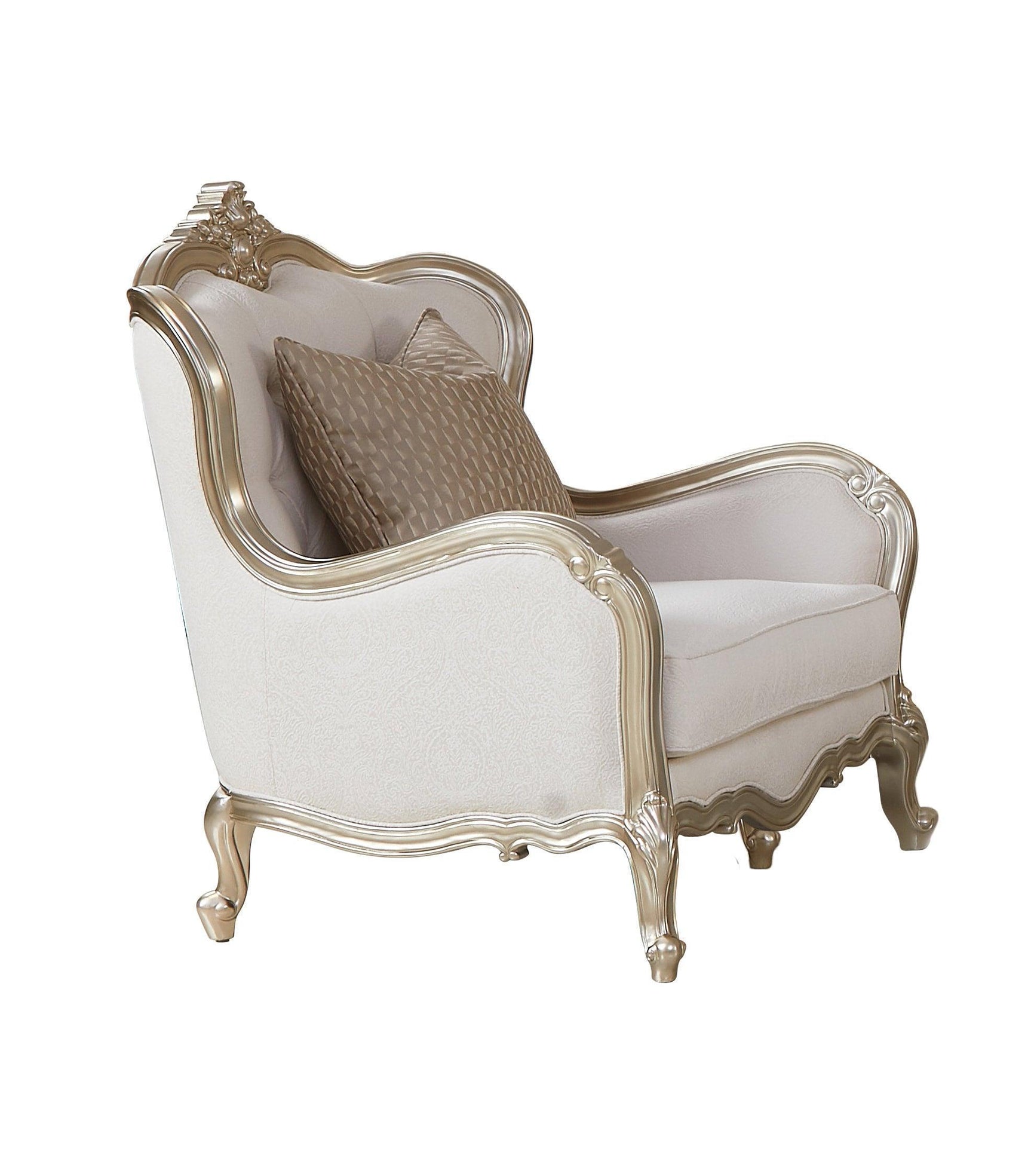 Anastasia Cream Fabric 3-Piece Living Room Set