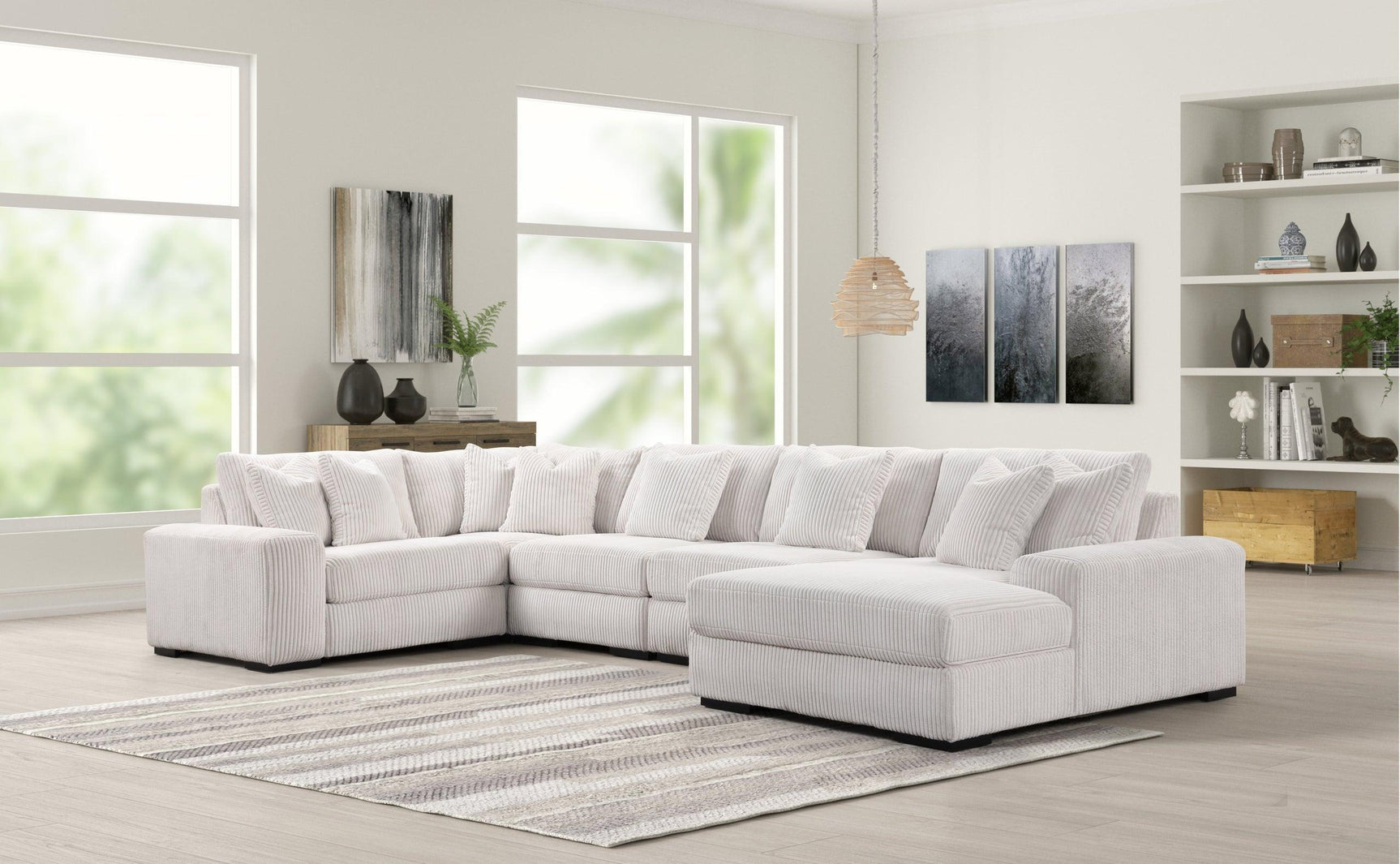 Seasons Beige 5Pc Sectional - Ella Furniture
