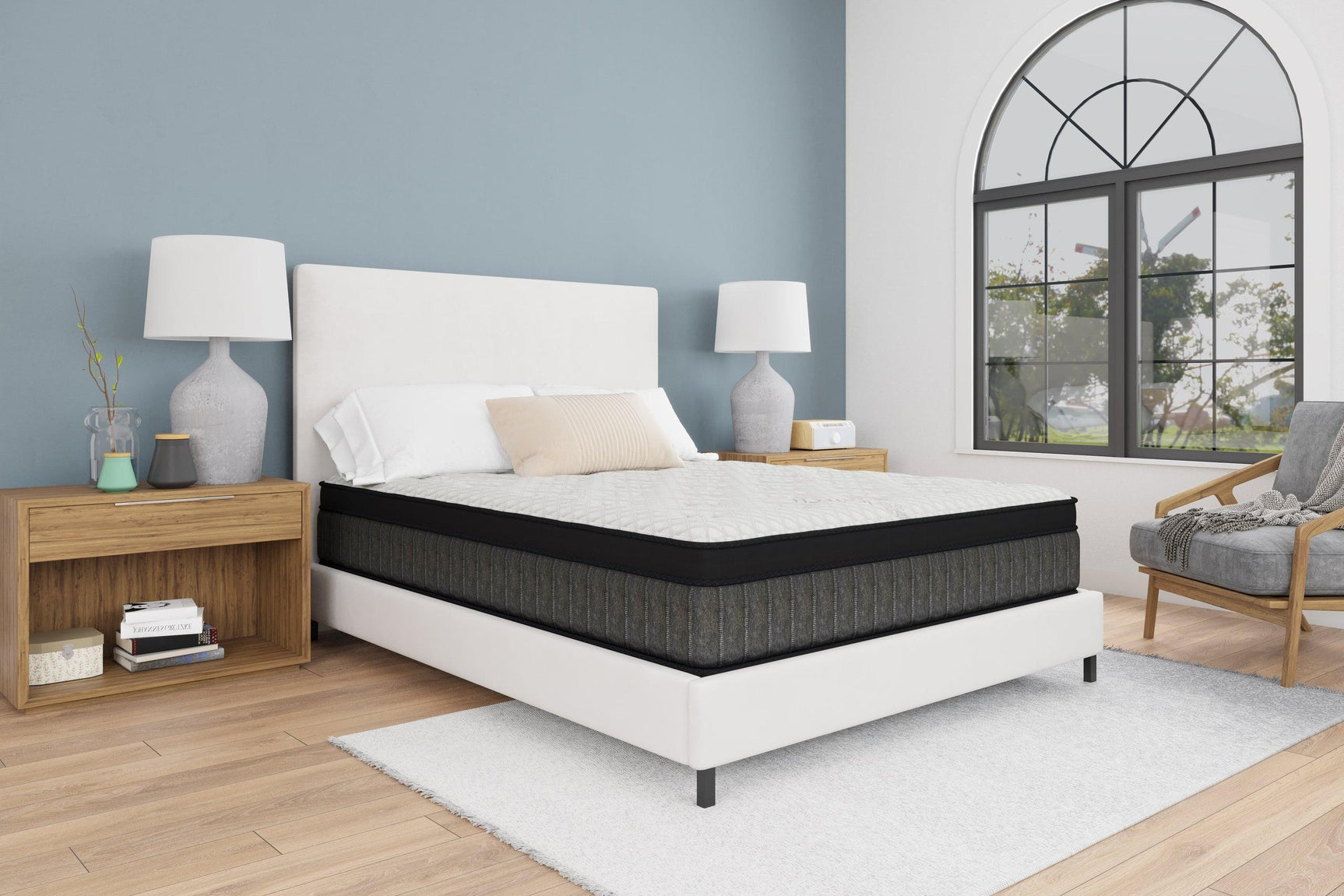 Icetech White&Gray&Black Modern Memory Foam Luxury Firm Queen Mattress - Ella Furniture
