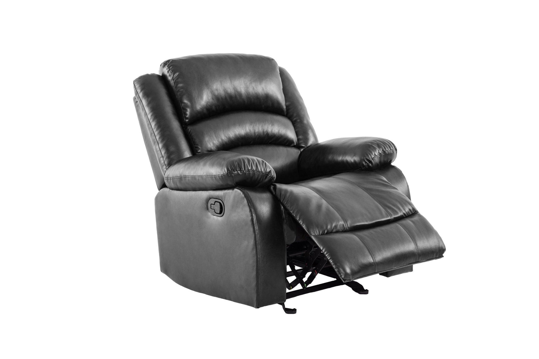 Dynamo2 Black Modern Contemporary Faux Leather Metal Reclining Set - Ella Furniture