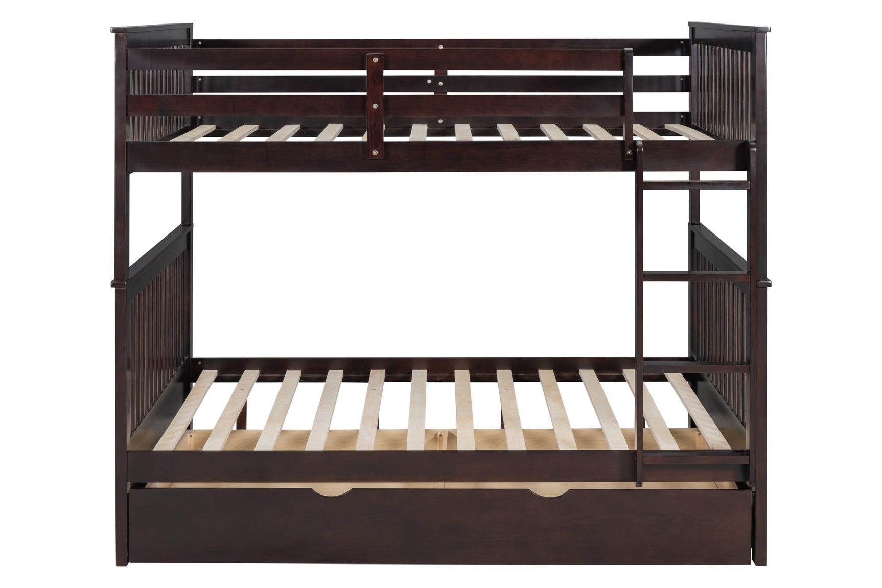 Espresso Modern Solid Wood And Veneers Trundle Twin Over Twin Bunk Beds - Ella Furniture