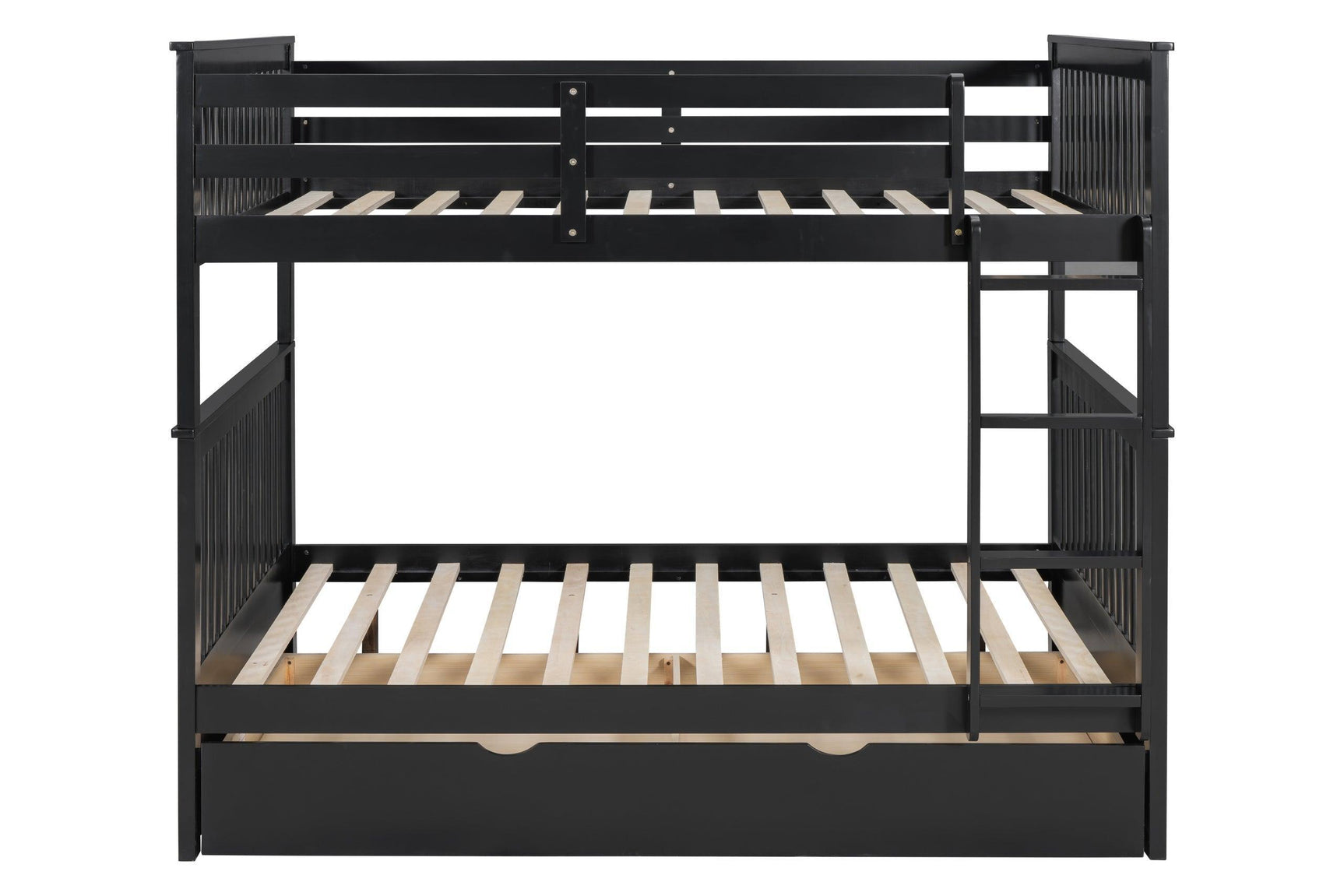 Black Modern Solid Wood And Veneers Trundle Twin Over Twin Bunk Beds - Ella Furniture