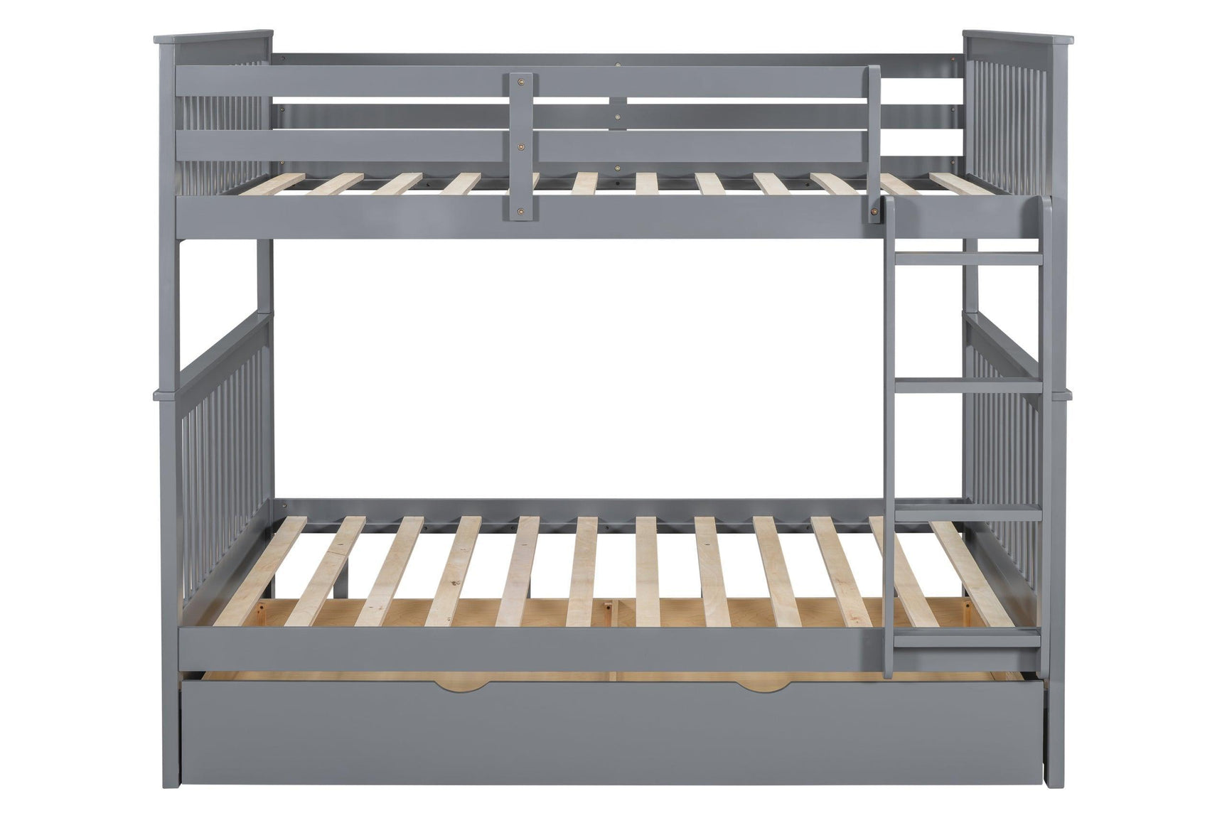 Gray Modern Solid Wood And Veneers Trundle Twin Over Twin Bunk Beds - Ella Furniture
