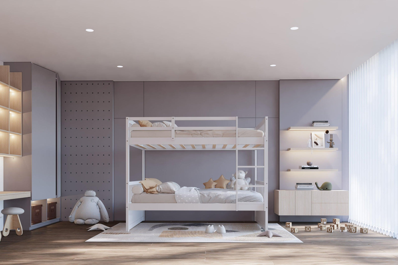 White Twin Over Twin Bunk Bed