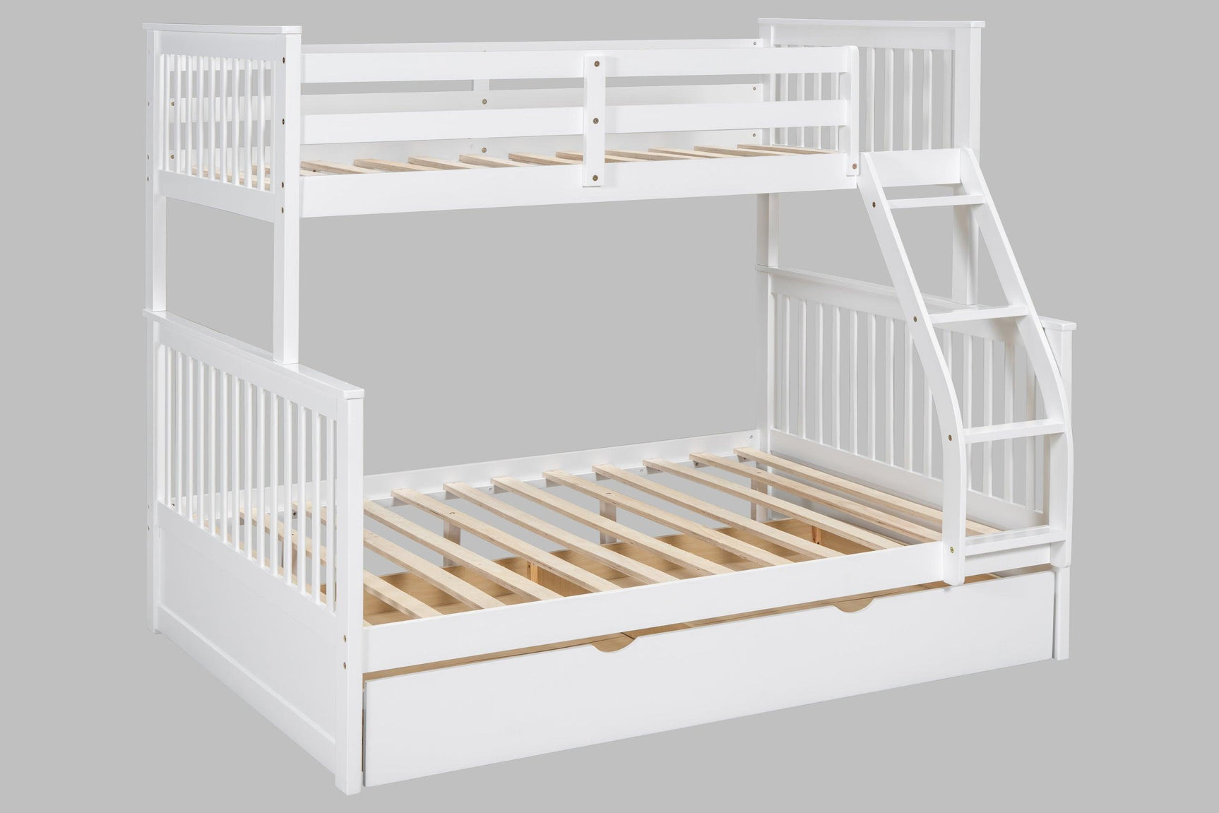 White Twin Over Full Trundle Bunk Bed